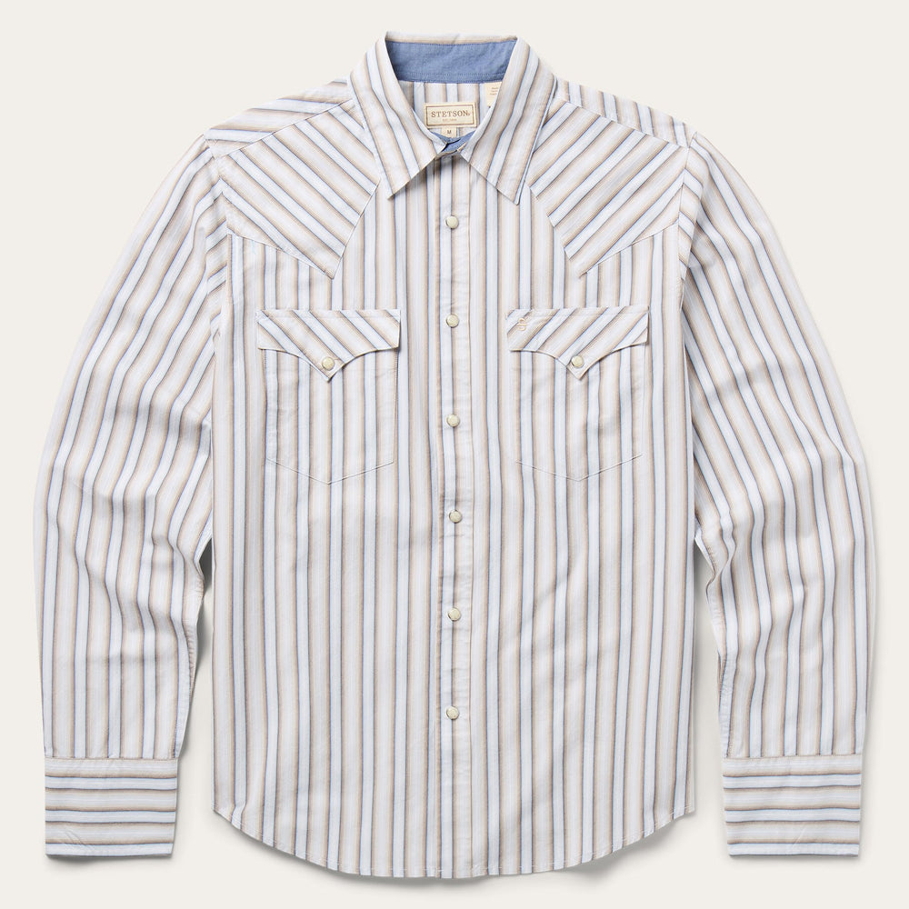 Ombre Stripe Western Shirt Brown | Stetson Men
