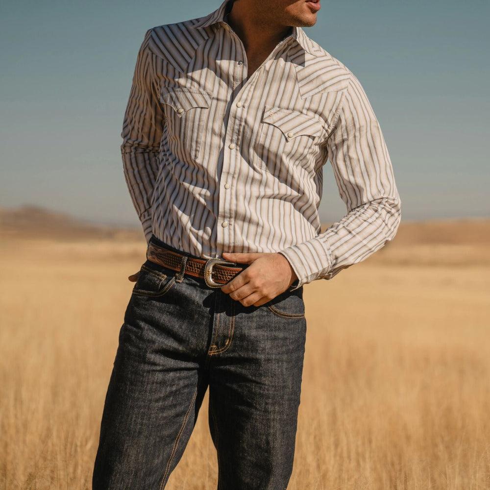 Ombre Stripe Western Shirt Brown | Stetson Men