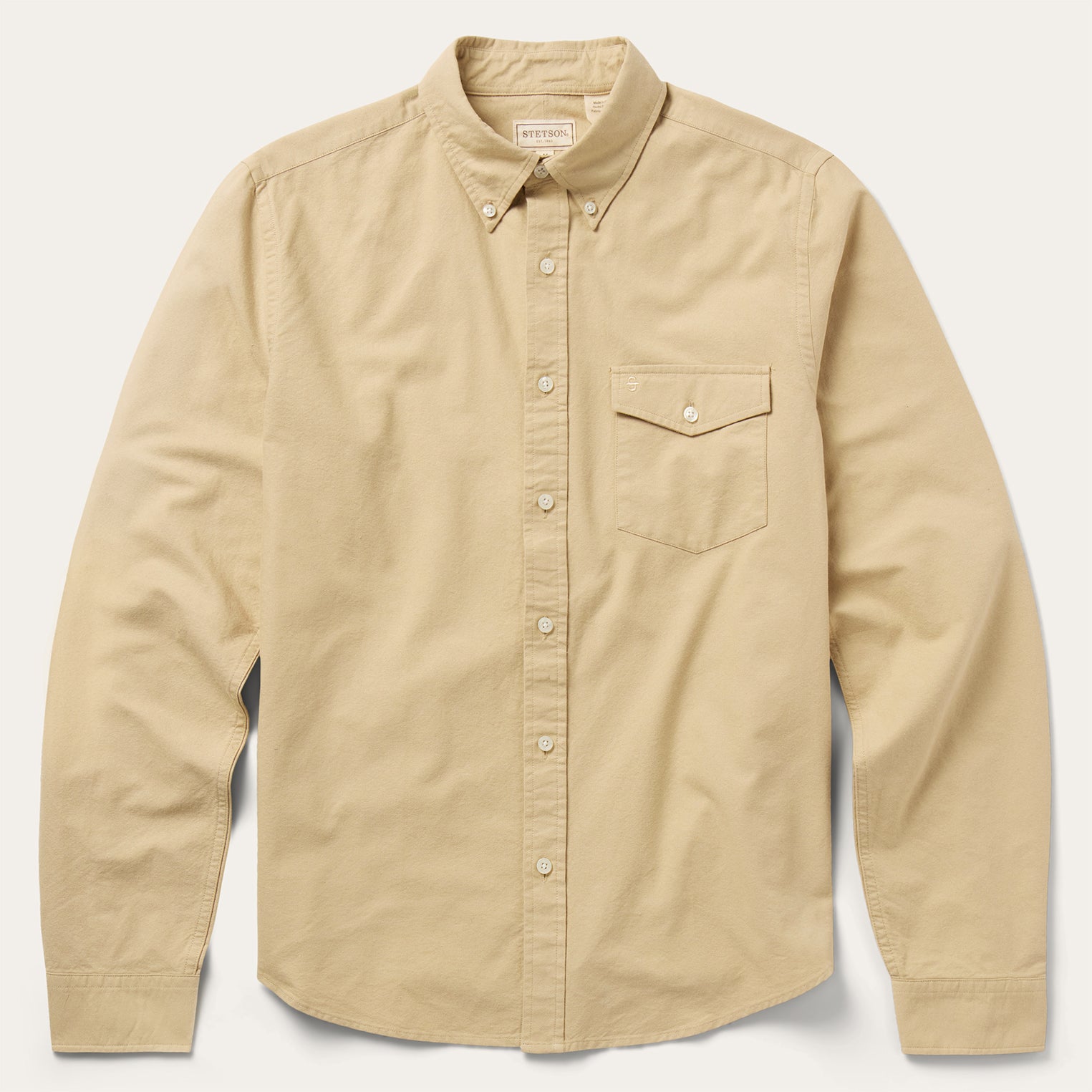 Peached Oxford Button-Down Shirt Tan | Stetson Men