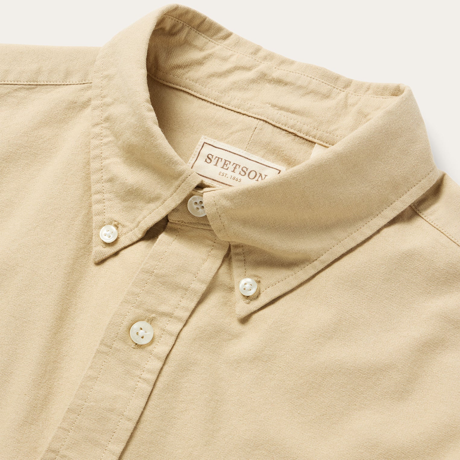 Peached Oxford Button-Down Shirt Tan | Stetson Men