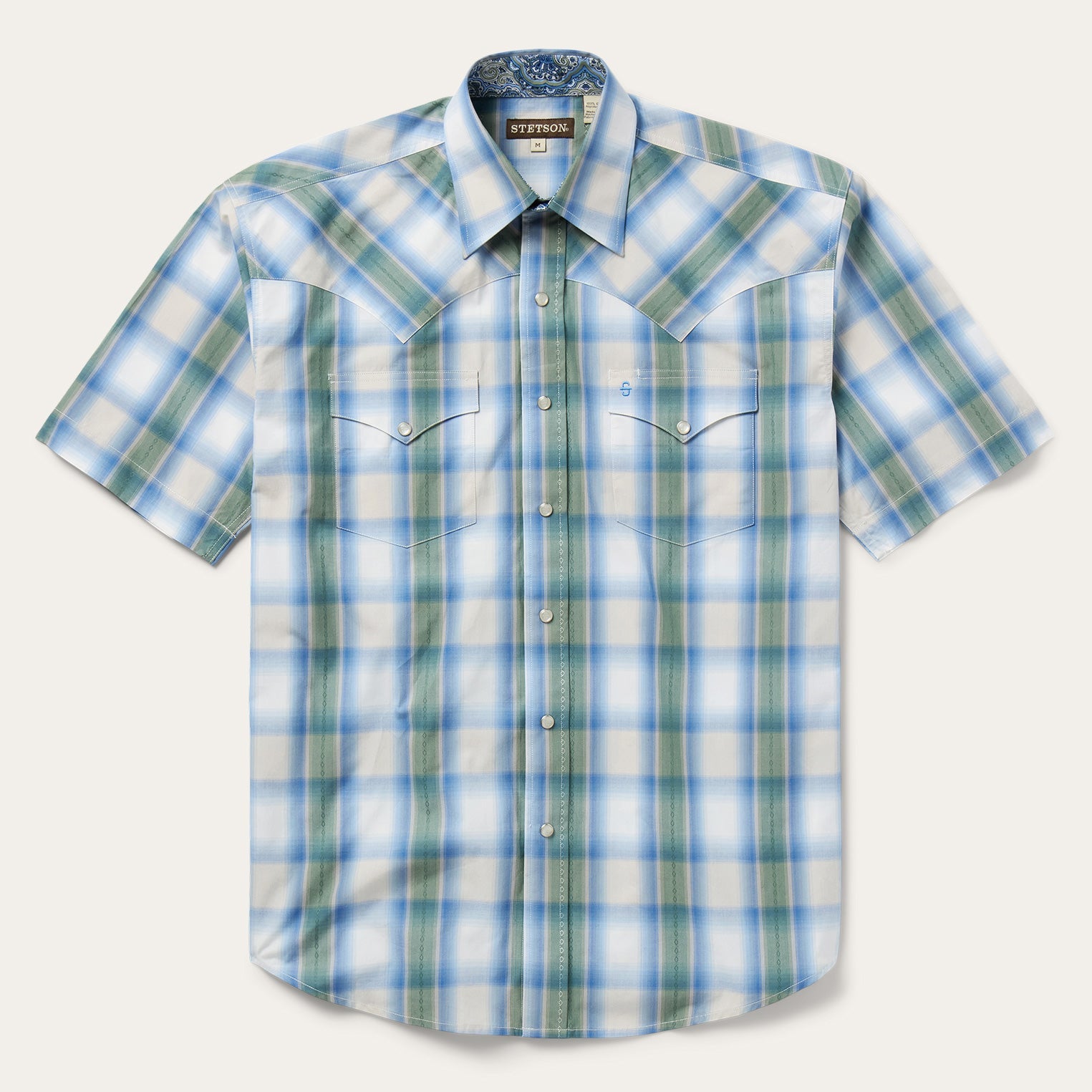 Moss Plaid Short-Sleeve Western Shirt Blue | Stetson Men