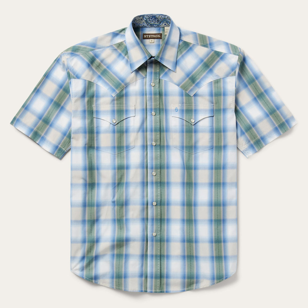 Moss Plaid Short-Sleeve Western Shirt Blue | Stetson Men