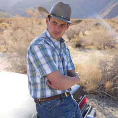 Moss Plaid Short-Sleeve Western Shirt Blue | Stetson Men