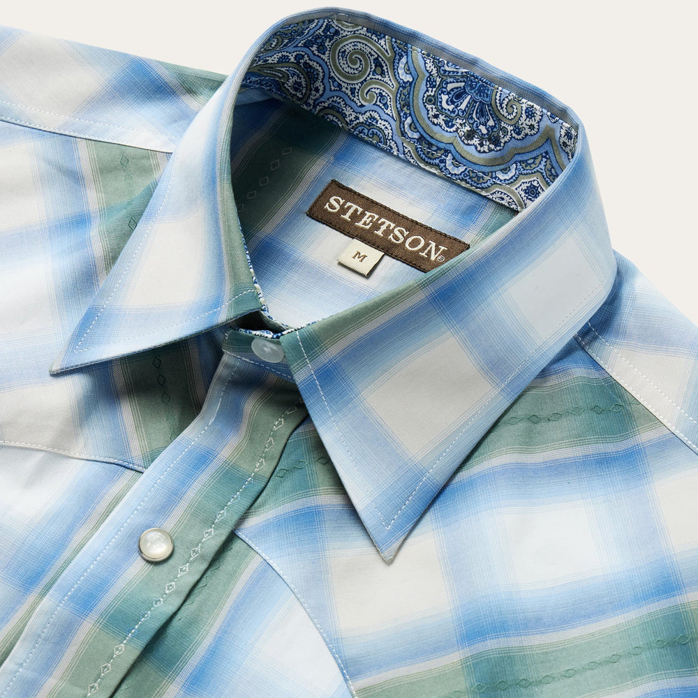 Moss Plaid Short-Sleeve Western Shirt Blue | Stetson Men