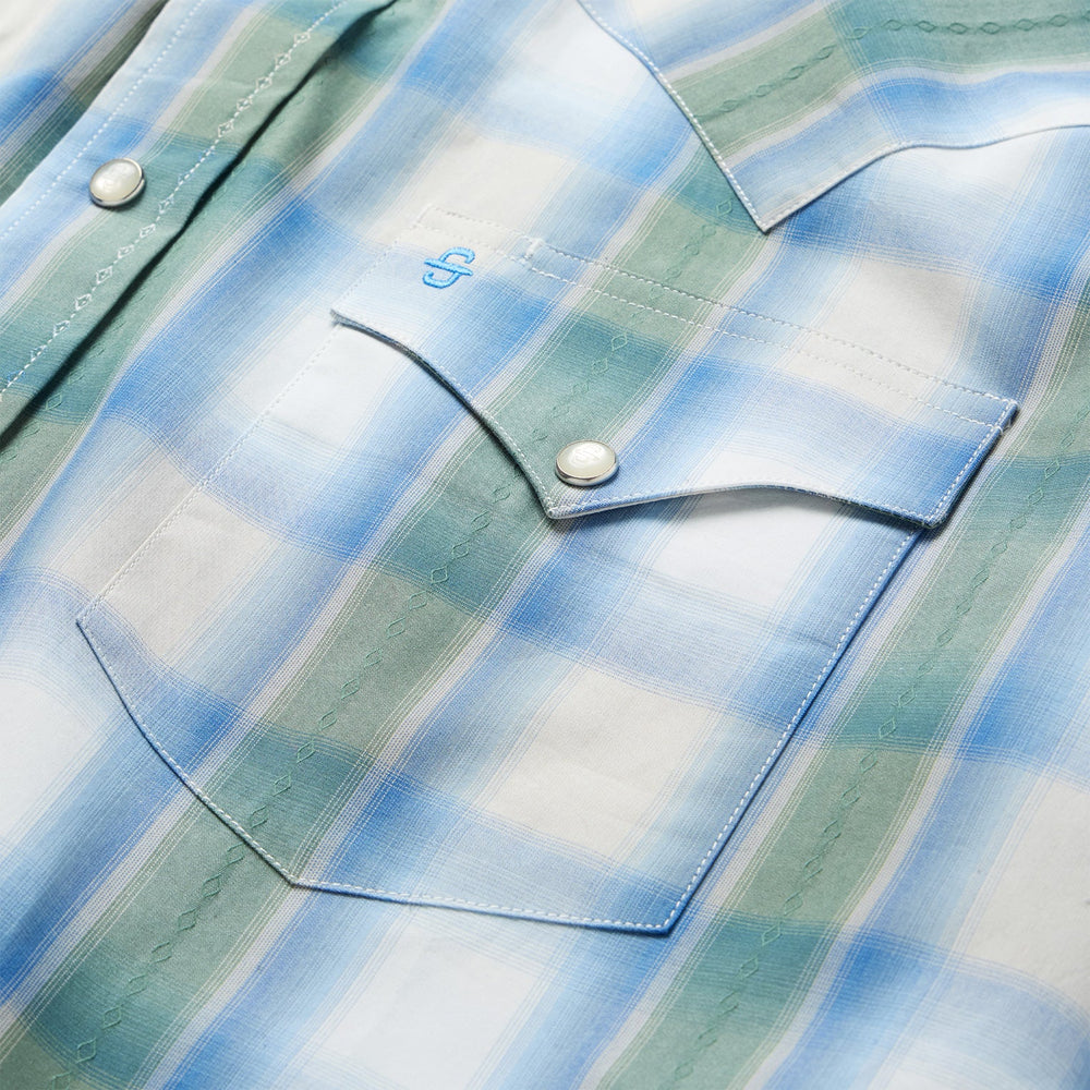 Moss Plaid Short-Sleeve Western Shirt Blue | Stetson Men