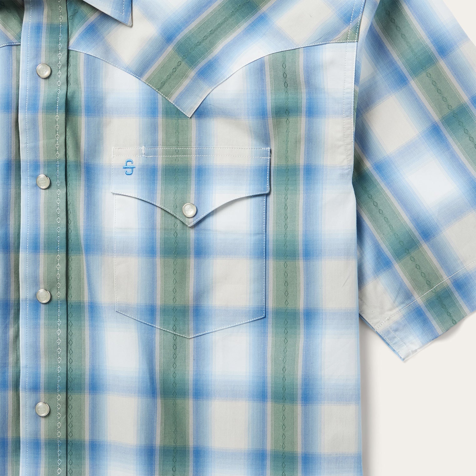 Moss Plaid Short-Sleeve Western Shirt Blue | Stetson Men