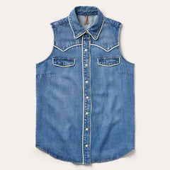 Sleeveless Denim Western Shirt Blue | Stetson Women