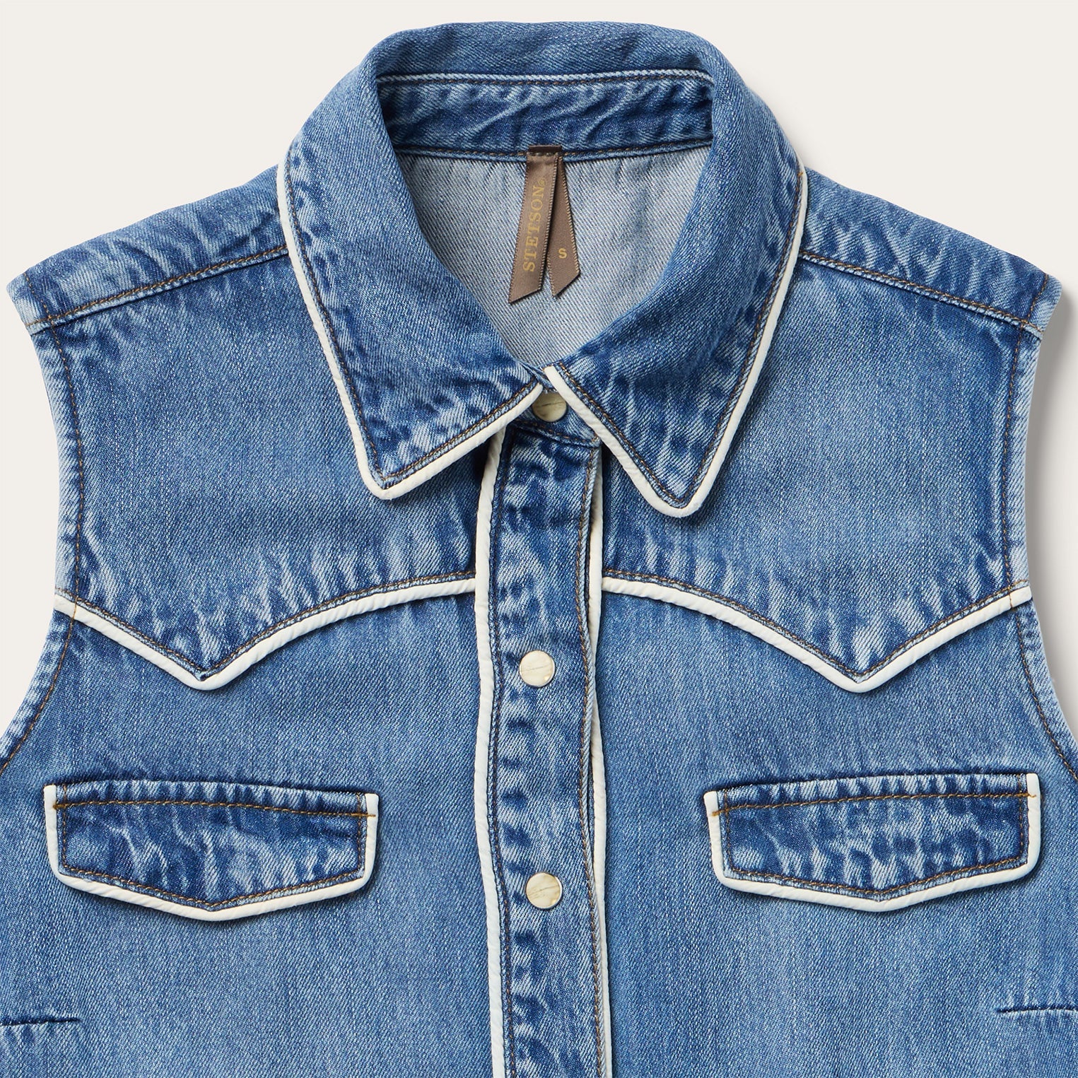 Sleeveless Denim Western Shirt Blue | Stetson Women