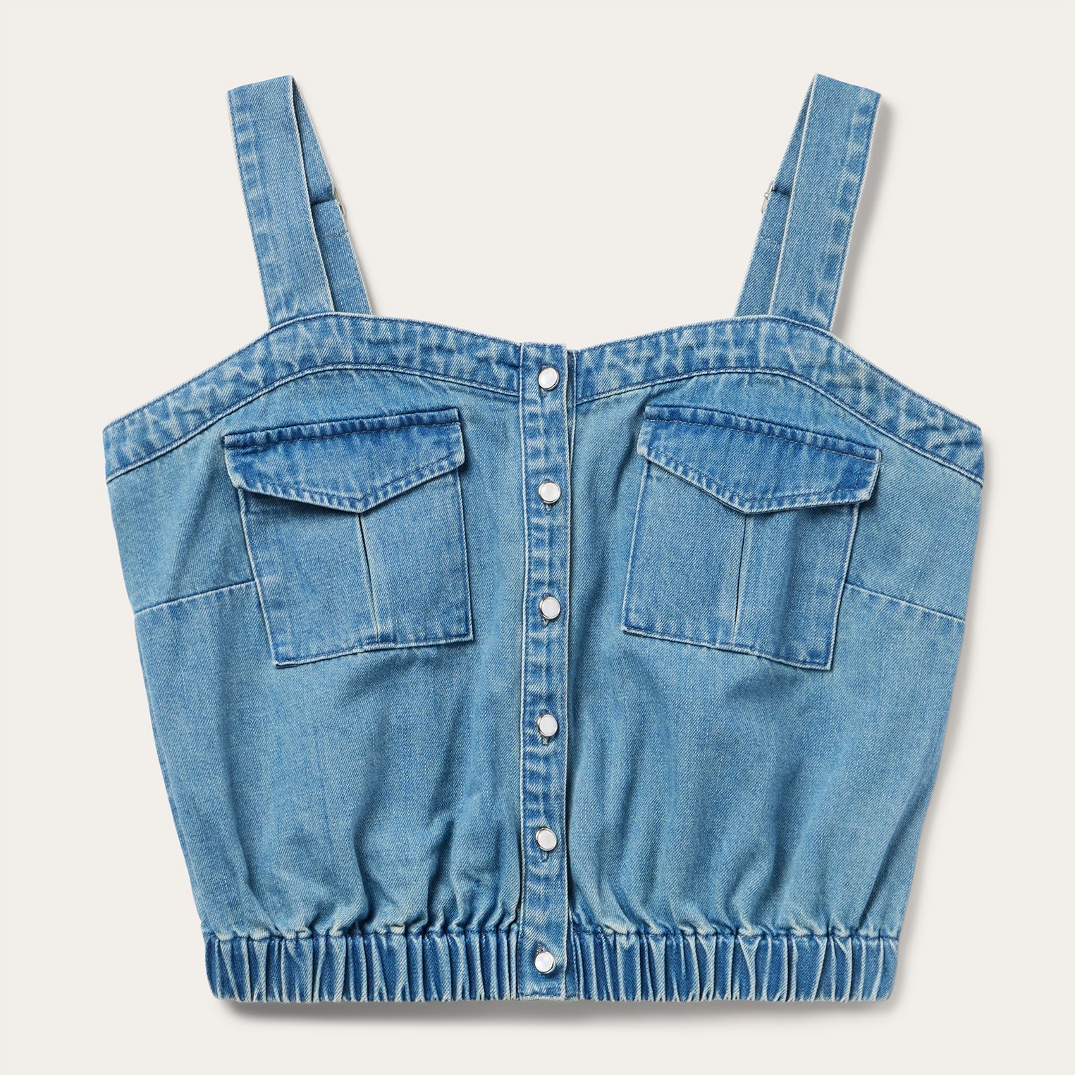 Button Front Denim Tank Top Blue | Stetson Women
