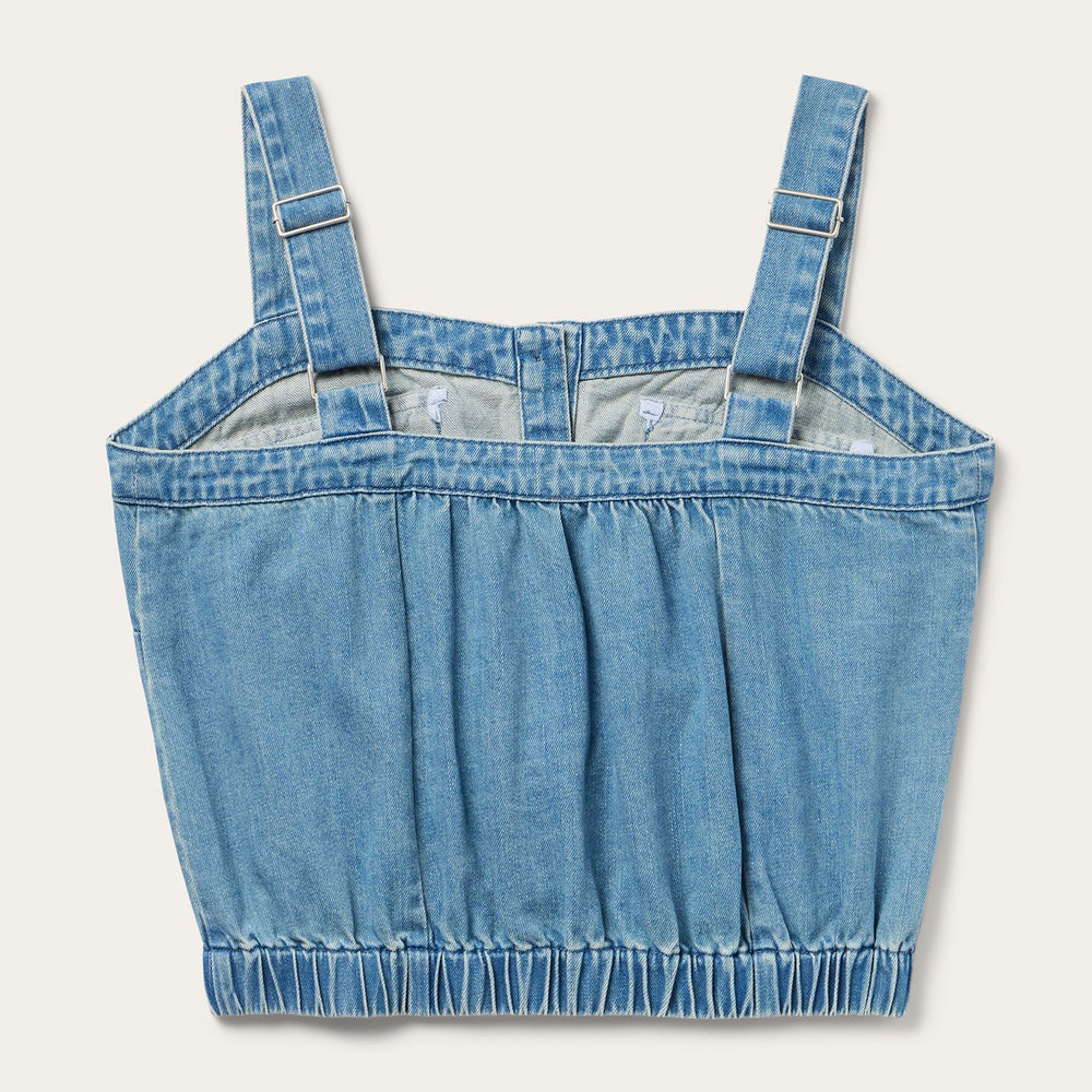 Button Front Denim Tank Top Blue | Stetson Women