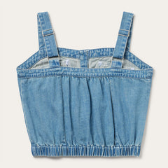 Button Front Denim Tank Top Blue | Stetson Women