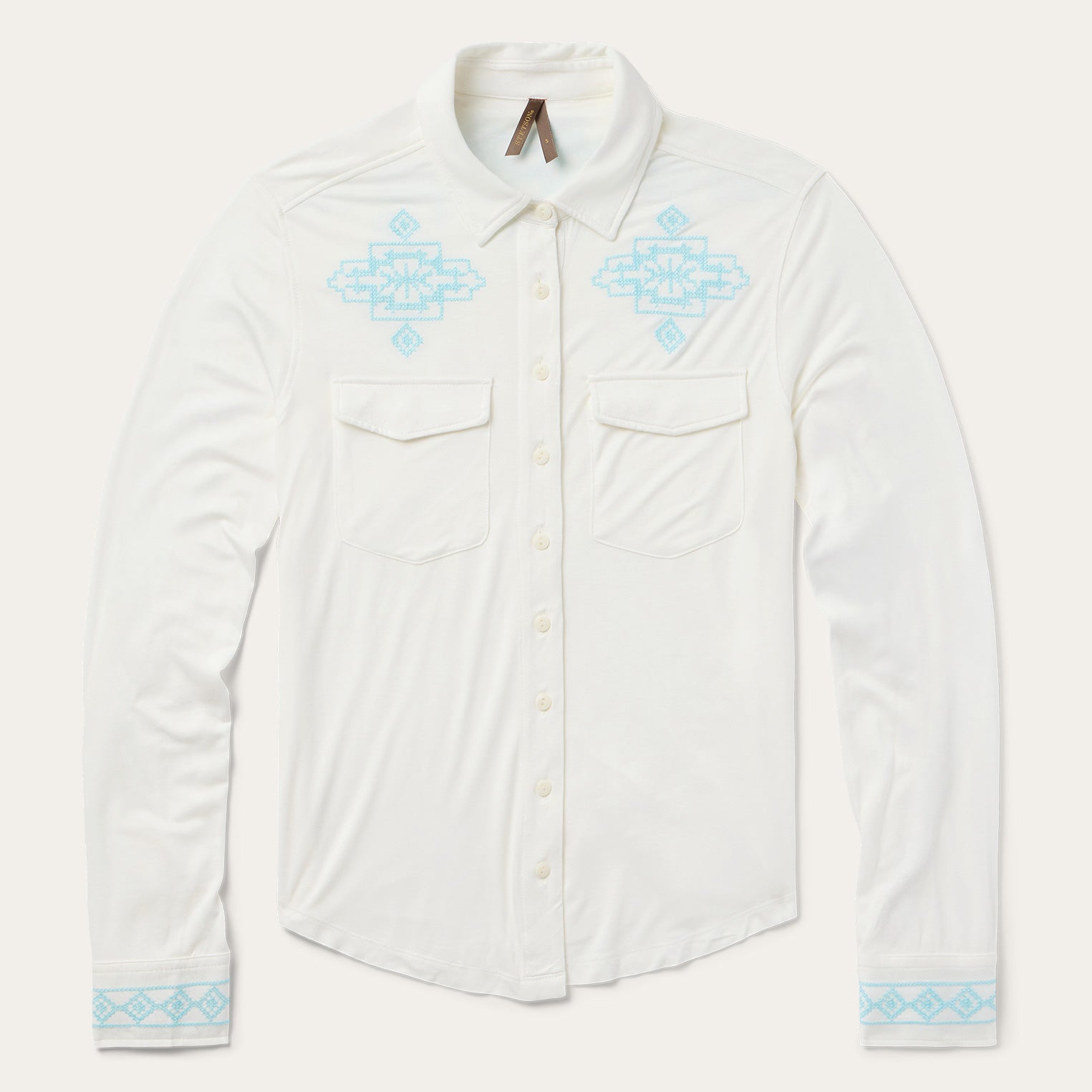 Embroidered Modal Western Shirt White | Stetson Women