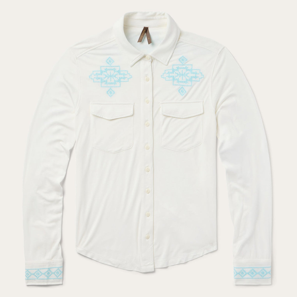 Embroidered Modal Western Shirt White | Stetson Women