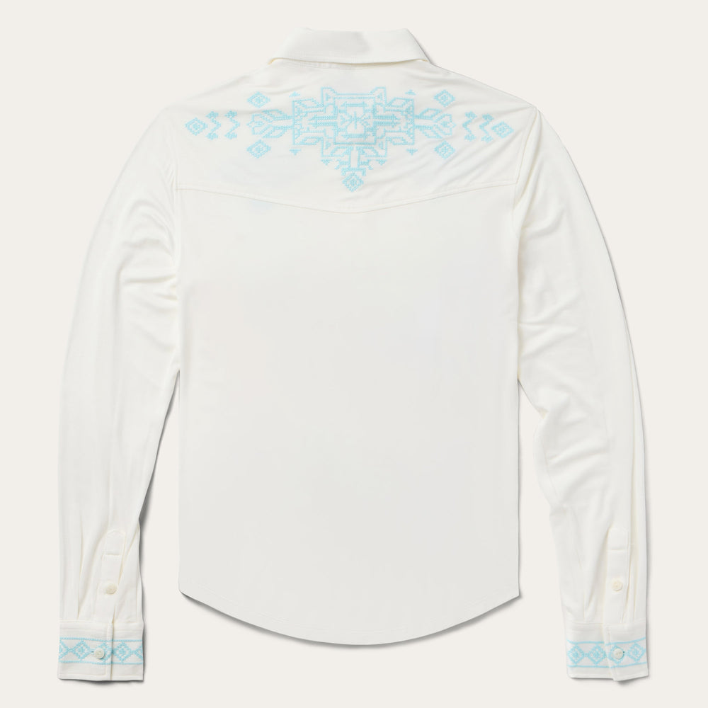 Embroidered Modal Western Shirt White | Stetson Women