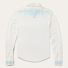 Embroidered Modal Western Shirt White | Stetson Women