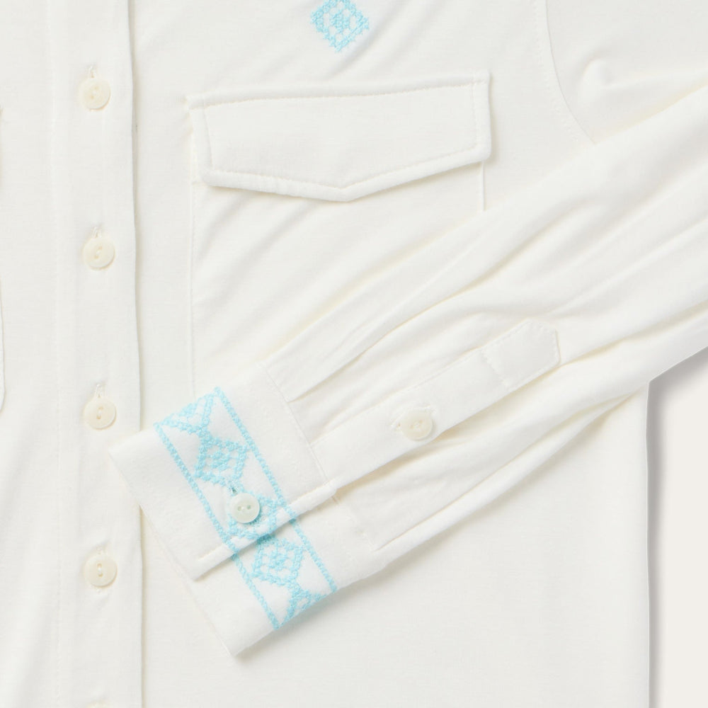 Embroidered Modal Western Shirt White | Stetson Women