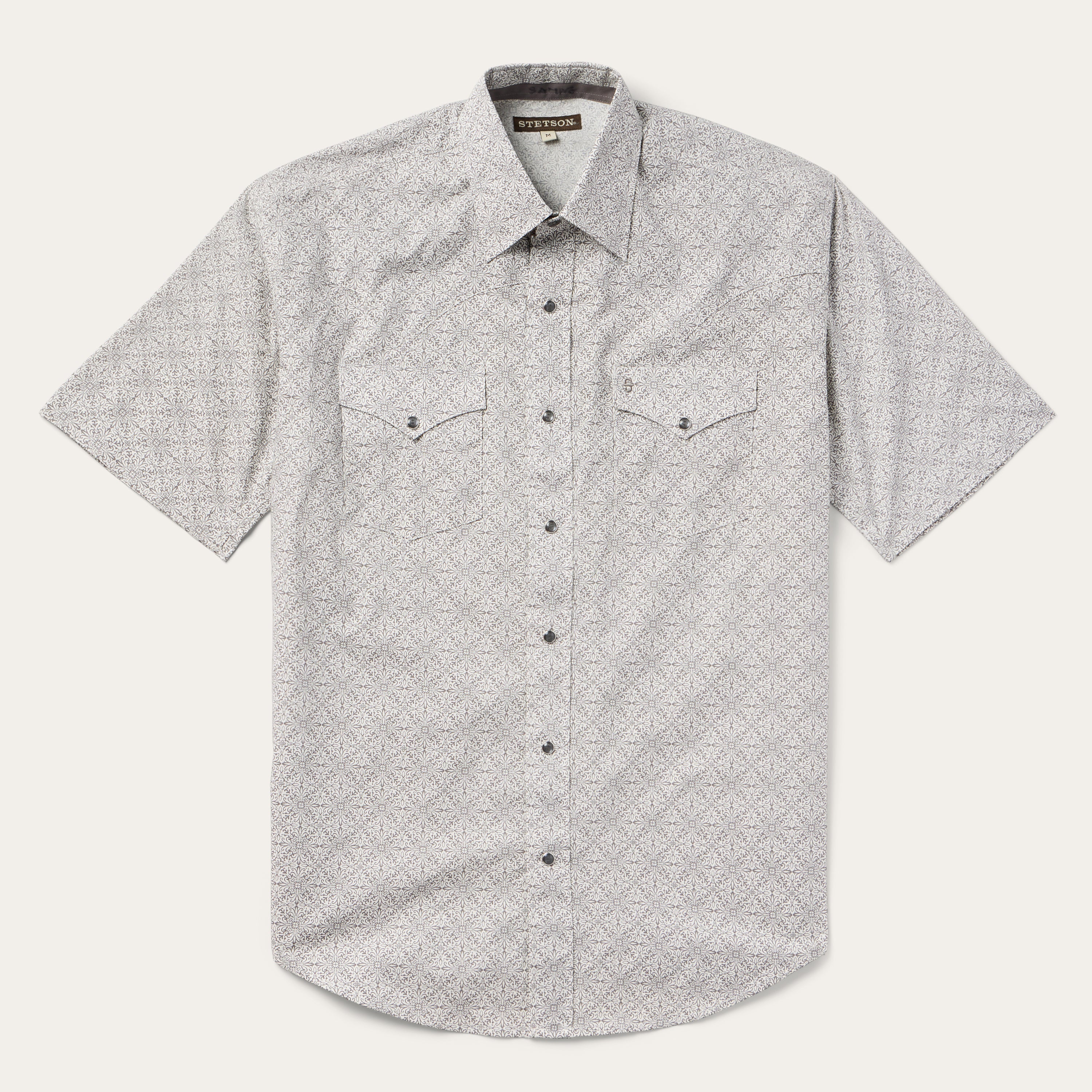 Pewter Filigree Short-Sleeve Western Shirt Grey | Stetson Men