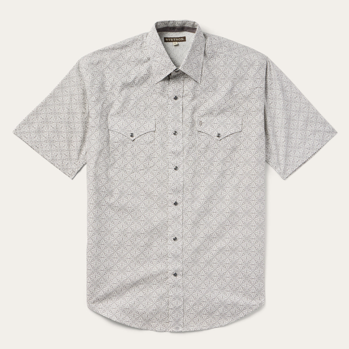 Pewter Filigree Short-Sleeve Western Shirt Grey | Stetson Men