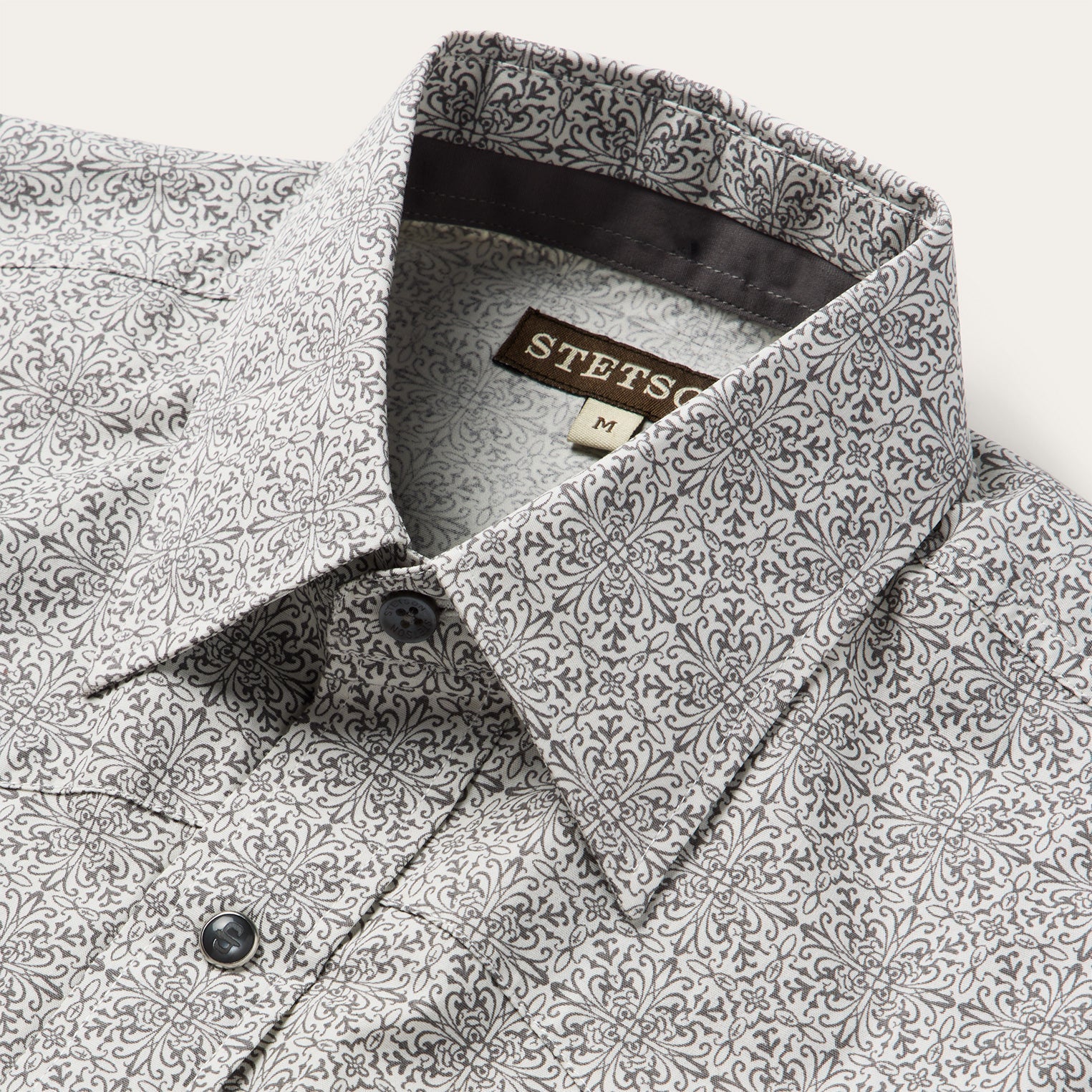 Pewter Filigree Short-Sleeve Western Shirt Grey | Stetson Men