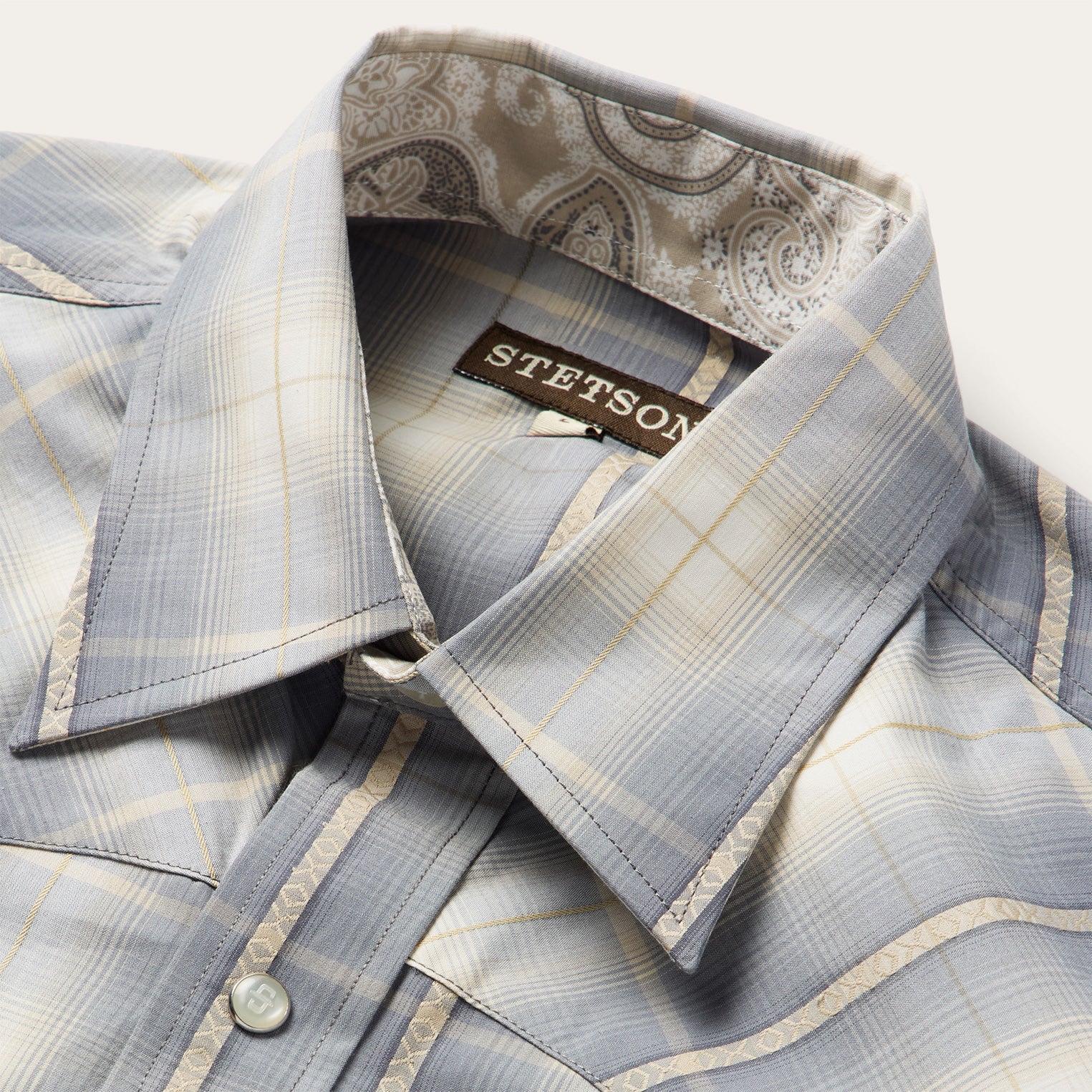 Smoke Diamonds Plaid Western Shirt Grey | Stetson Men