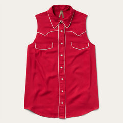 Sleeveless Retro Western Shirt Red | Stetson Women