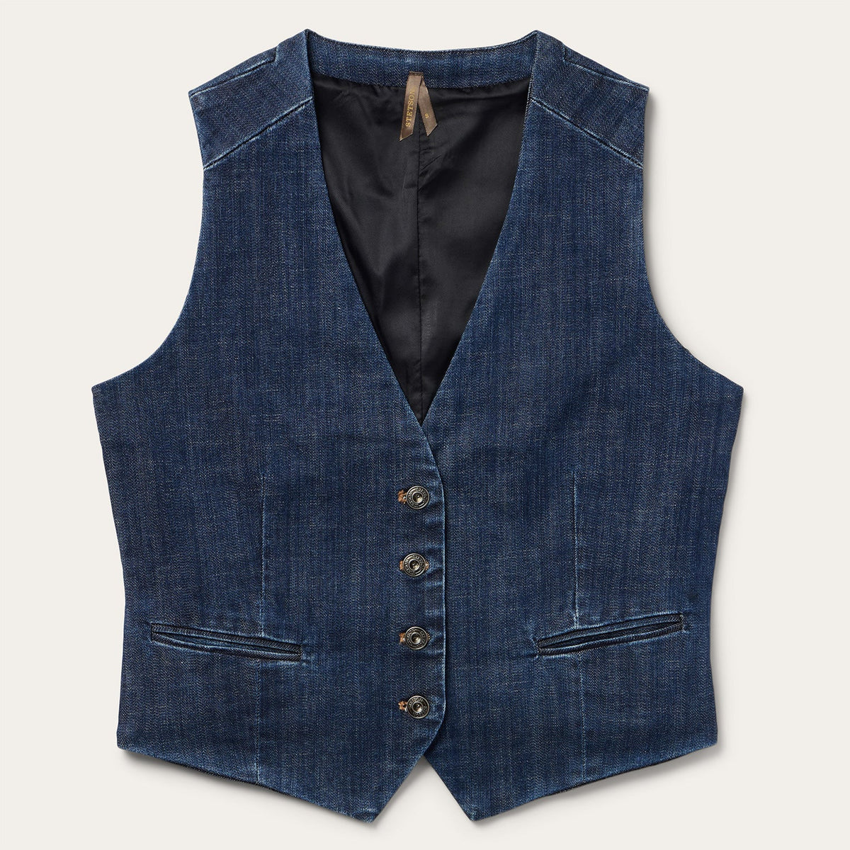 Dark Wash Stretch Denim Vest Blue | Stetson Women
