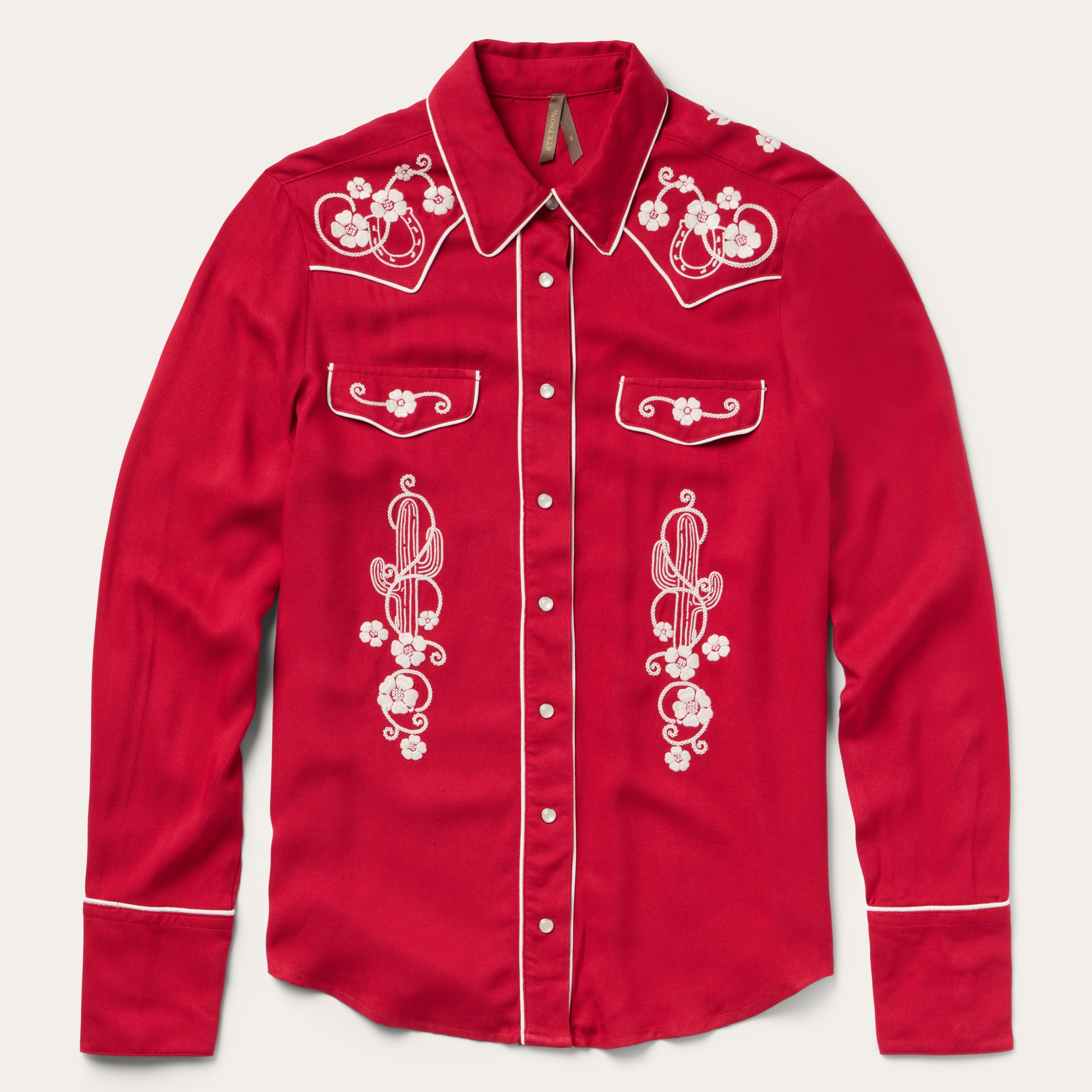 Embroidered Retro Western Shirt Red | Stetson Women