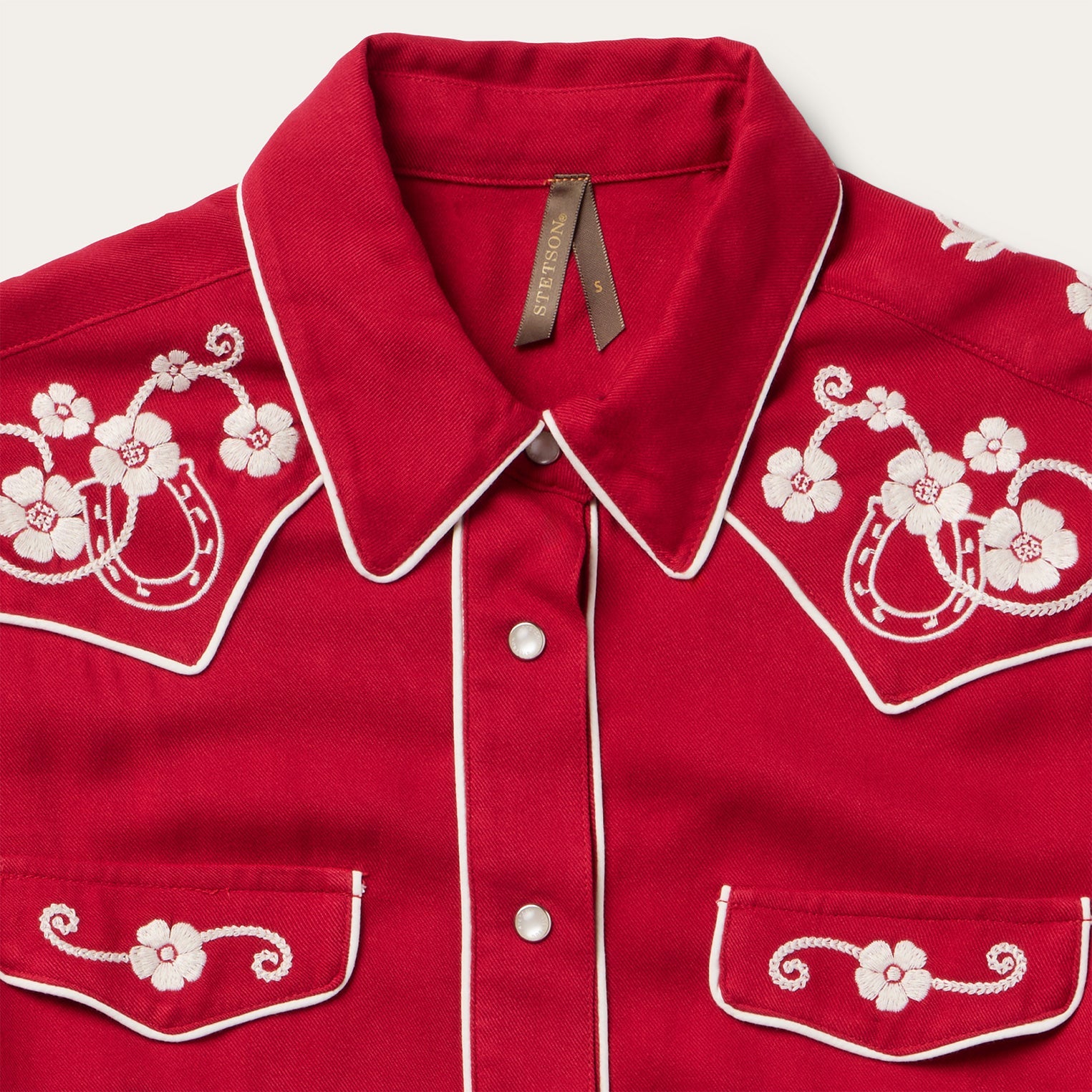 Embroidered Retro Western Shirt Red | Stetson Women