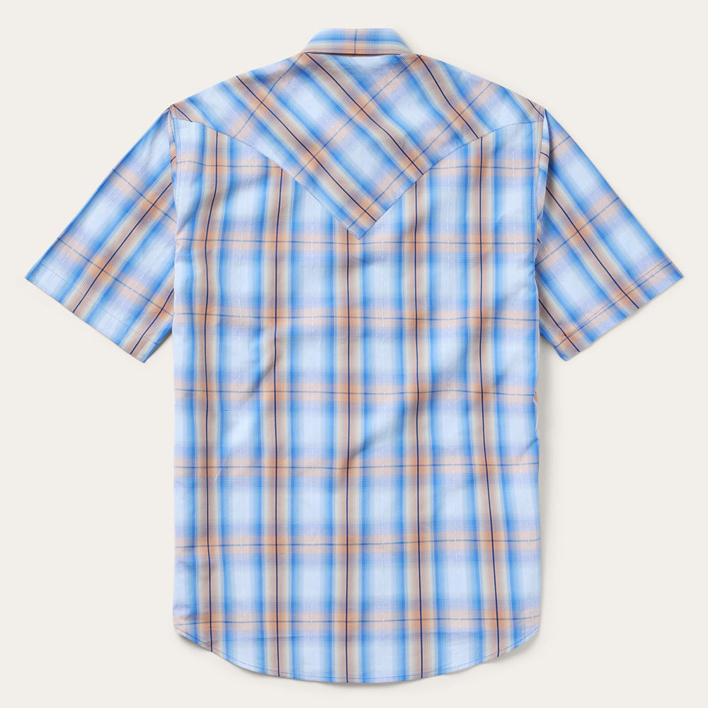 Sunrise Plaid Short-Sleeve Western Shirt Blue | Stetson Men