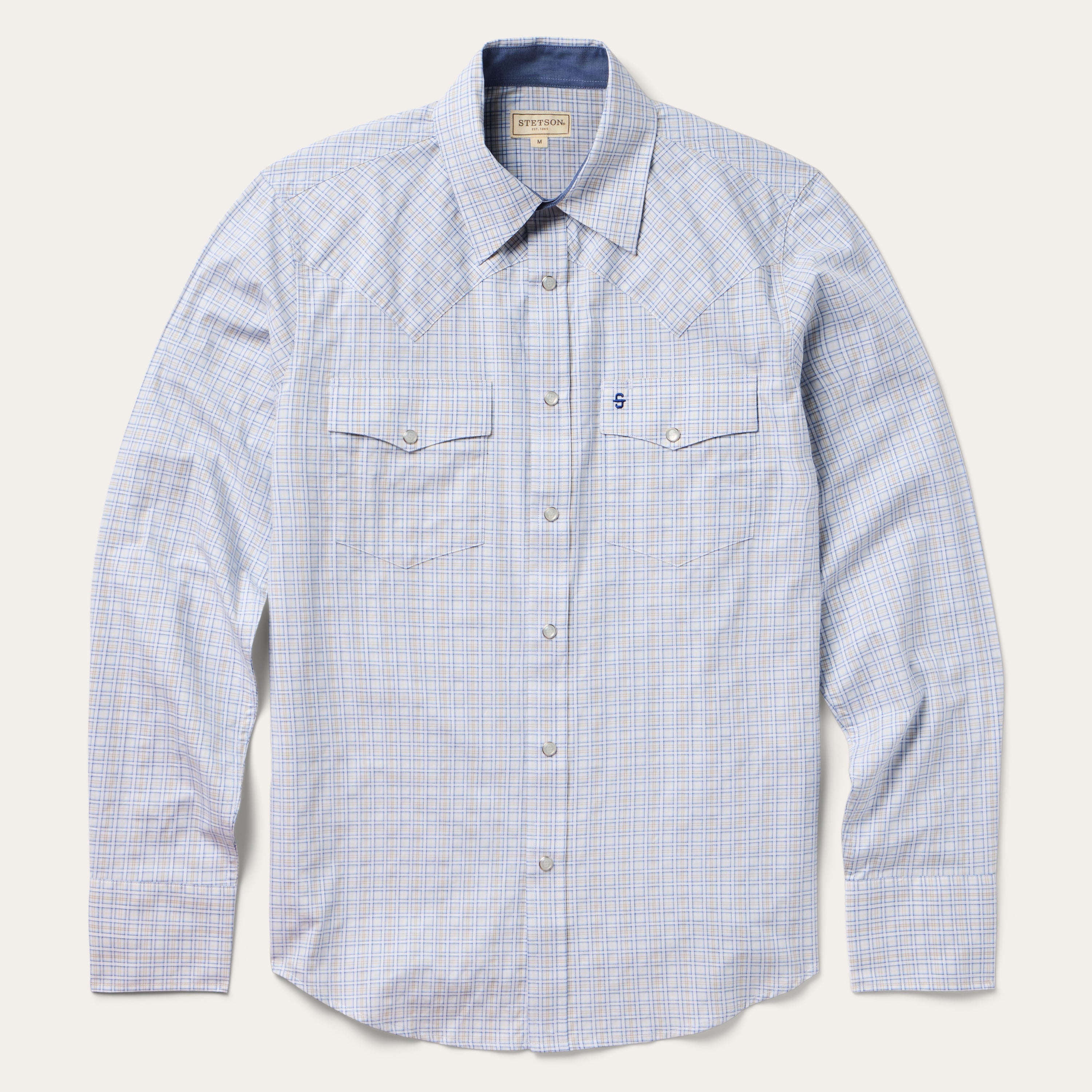 Ombre Plaid Check Western Shirt Blue | Stetson Men