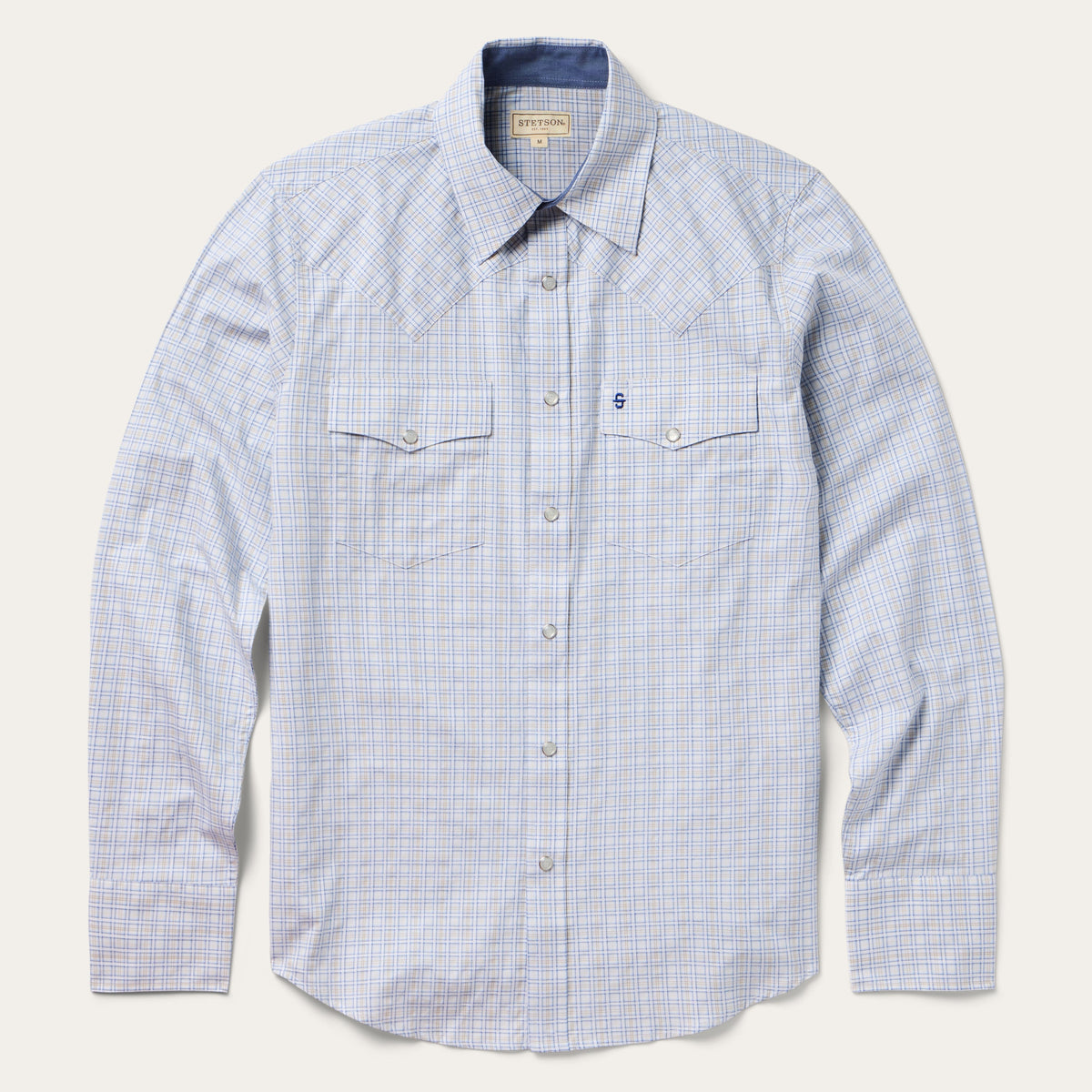 Ombre Plaid Check Western Shirt Blue | Stetson Men
