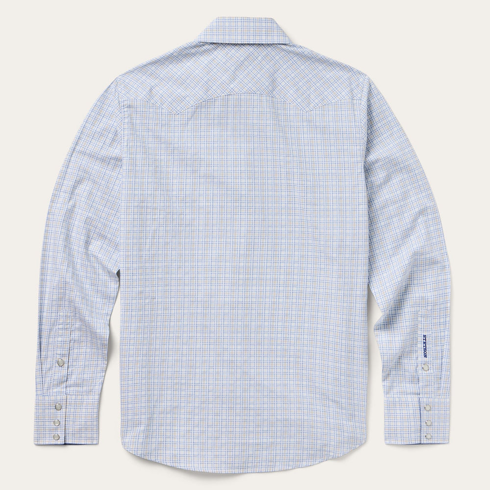 Ombre Plaid Check Western Shirt Blue | Stetson Men