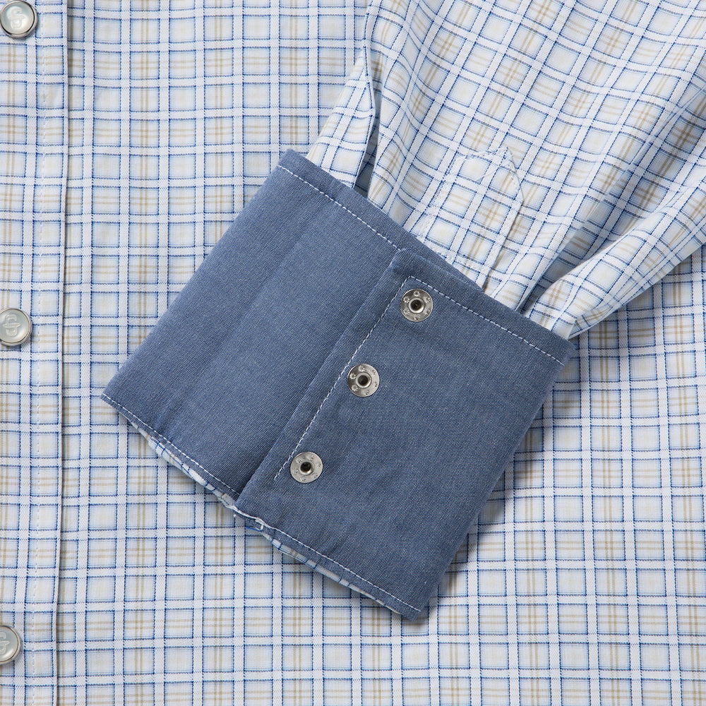 Ombre Plaid Check Western Shirt Blue | Stetson Men