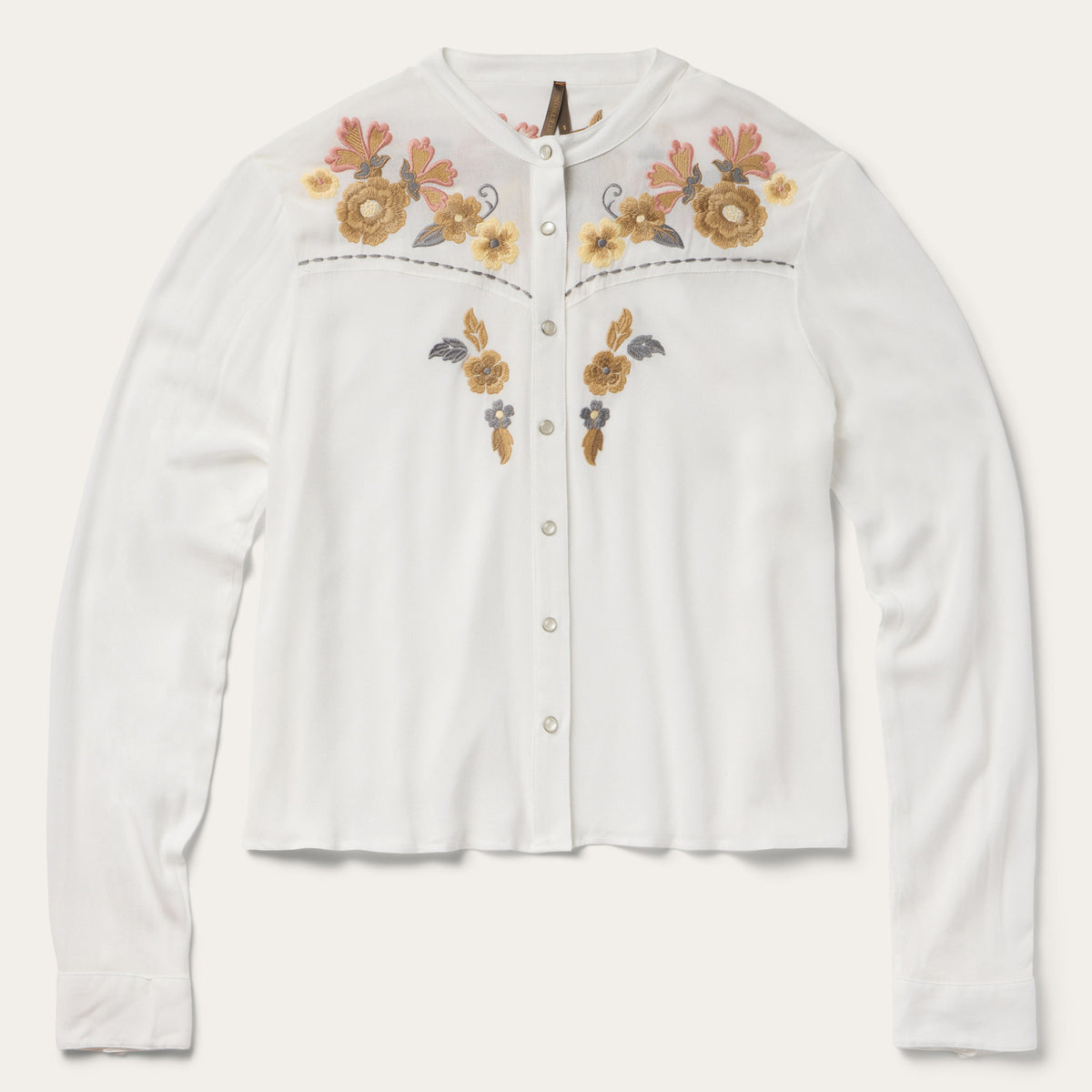 Embroidered Crepe Shirt White | Stetson Women