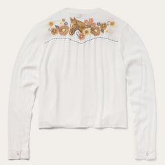 Embroidered Crepe Shirt White | Stetson Women
