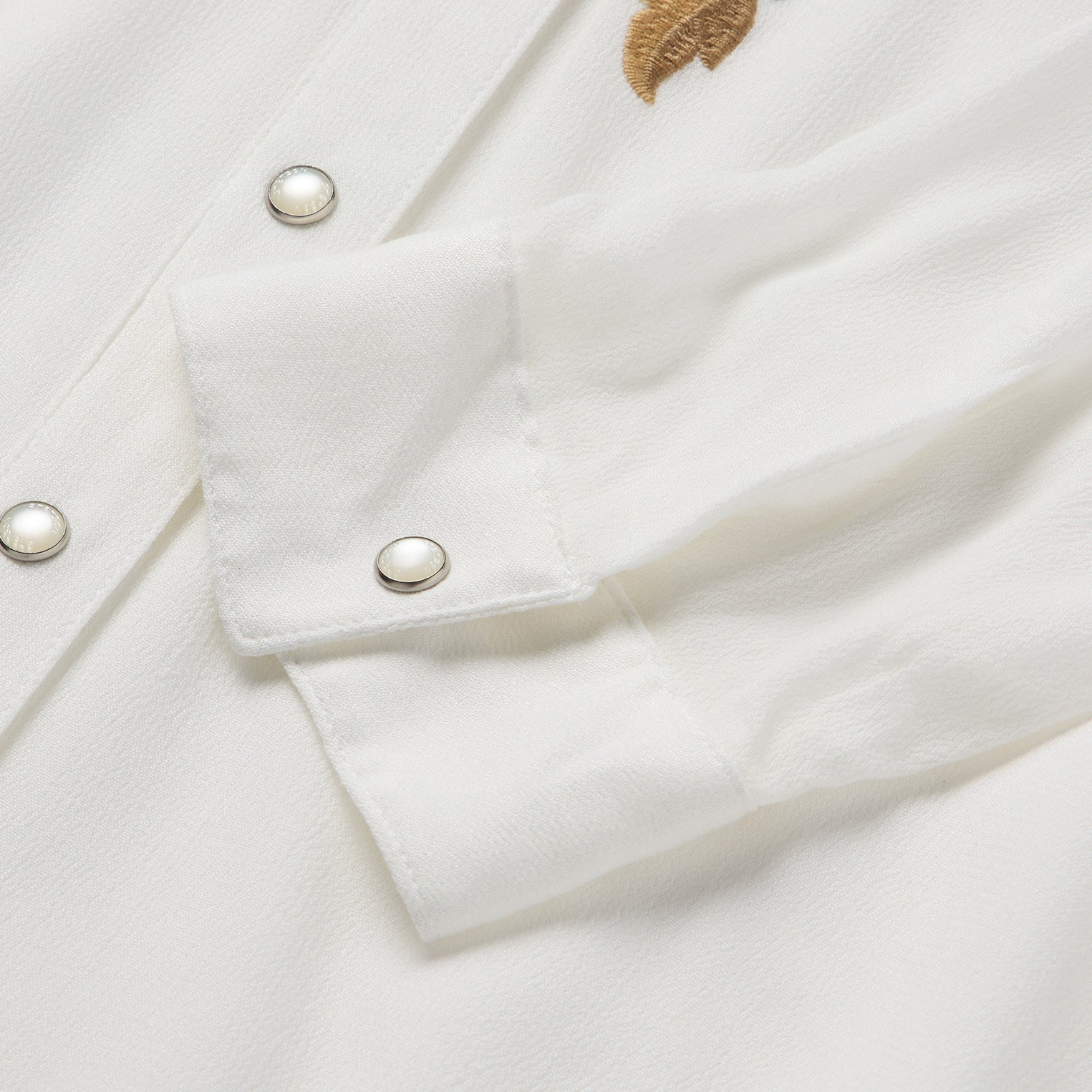 Embroidered Crepe Shirt White | Stetson Women