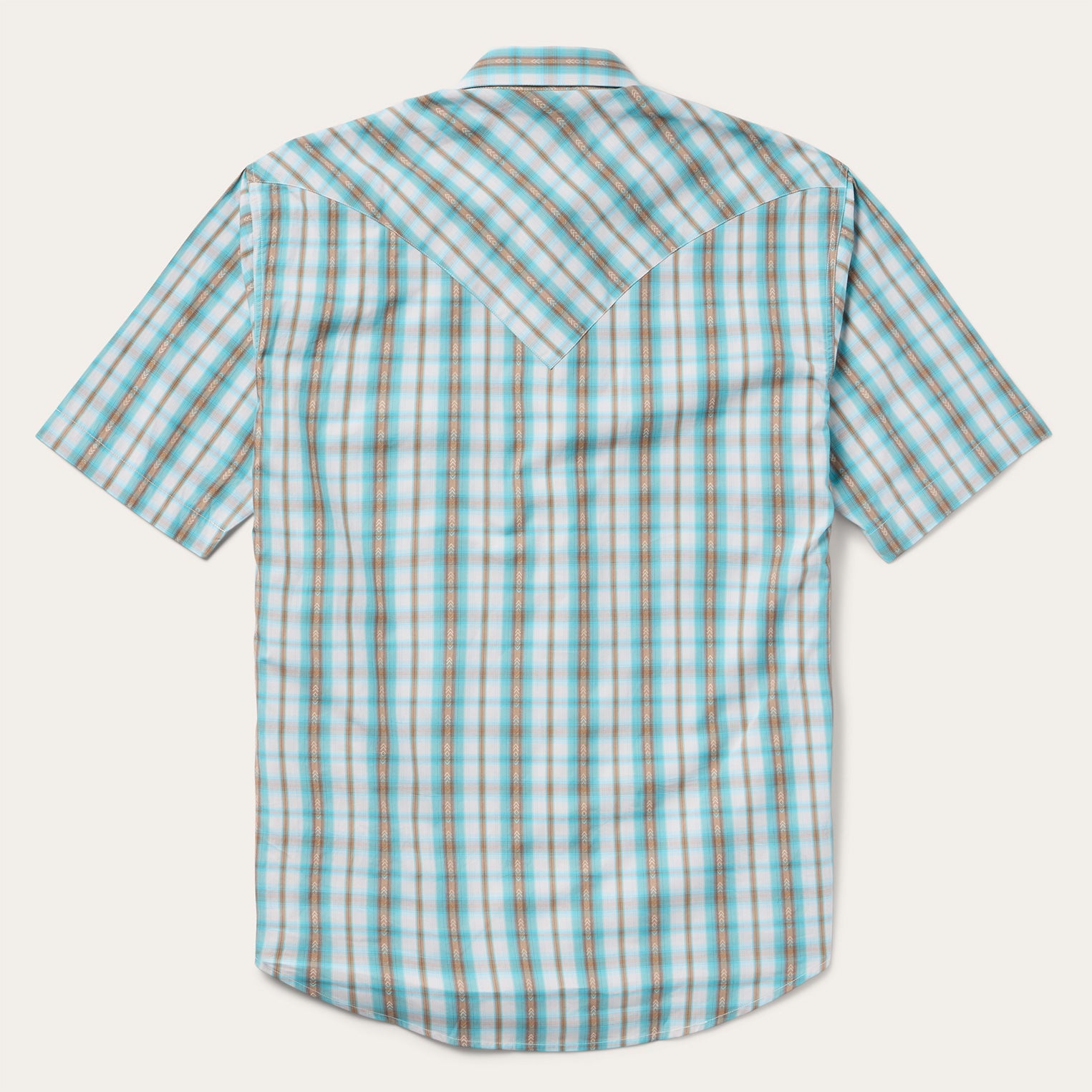 Turquoise Plaid Short-Sleeve Western Shirt Green | Stetson Men