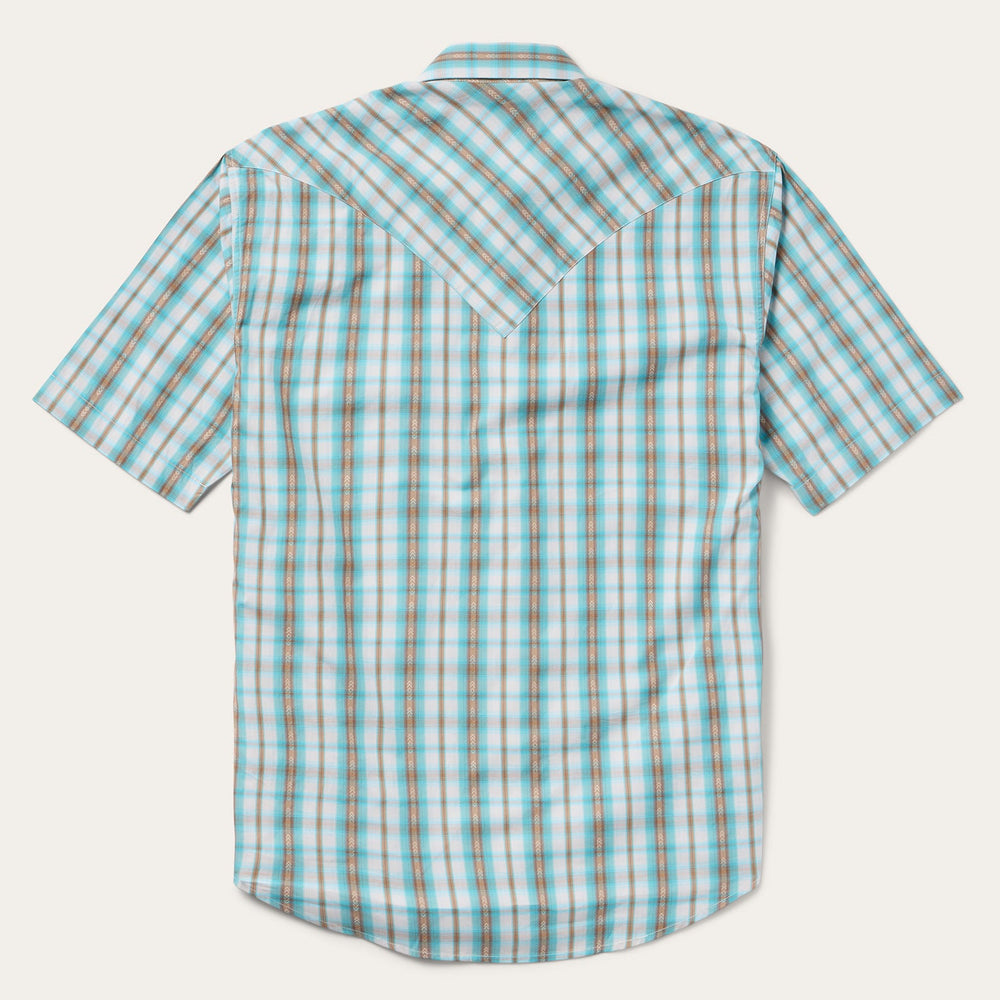 Turquoise Plaid Short-Sleeve Western Shirt Green | Stetson Men