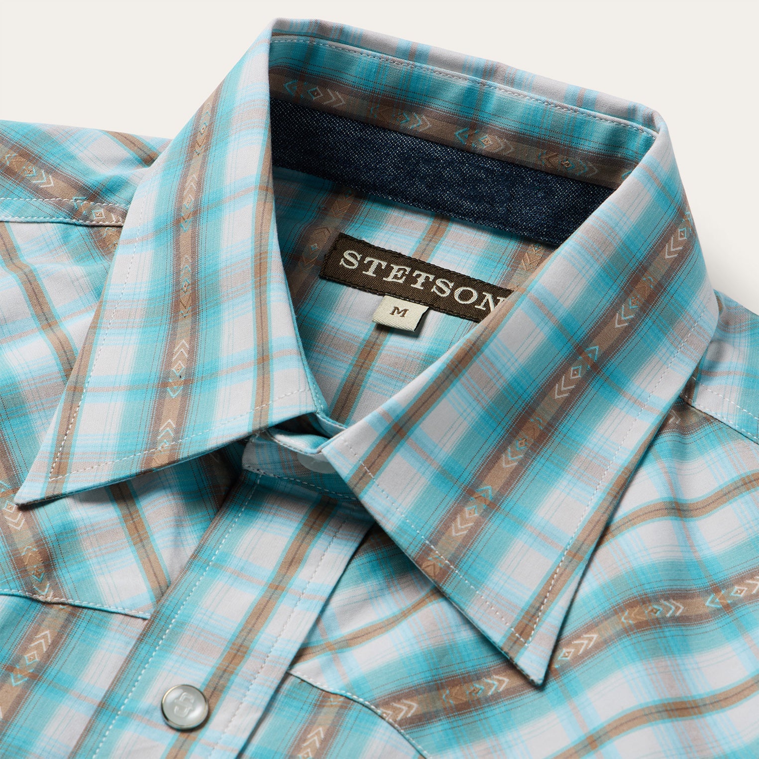 Turquoise Plaid Short-Sleeve Western Shirt Green | Stetson Men