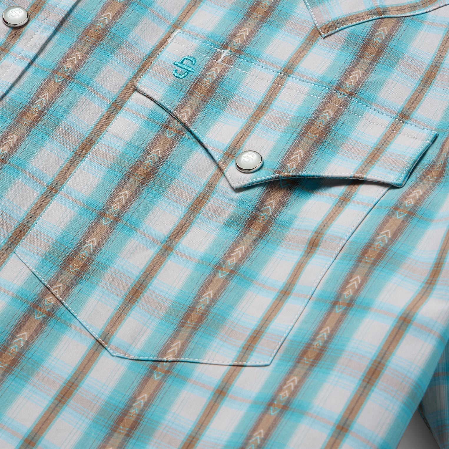 Turquoise Plaid Short-Sleeve Western Shirt Green | Stetson Men