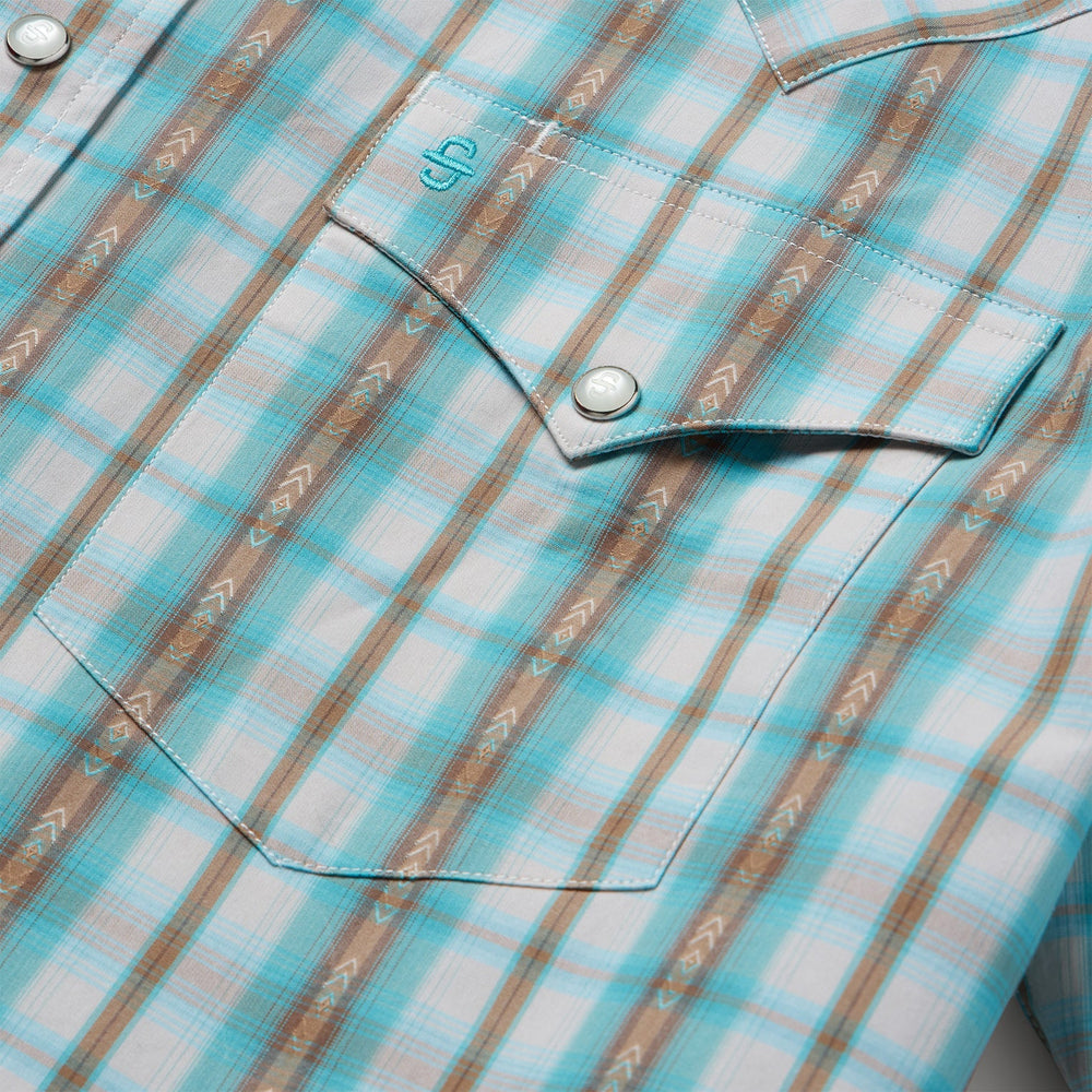 Turquoise Plaid Short-Sleeve Western Shirt Green | Stetson Men