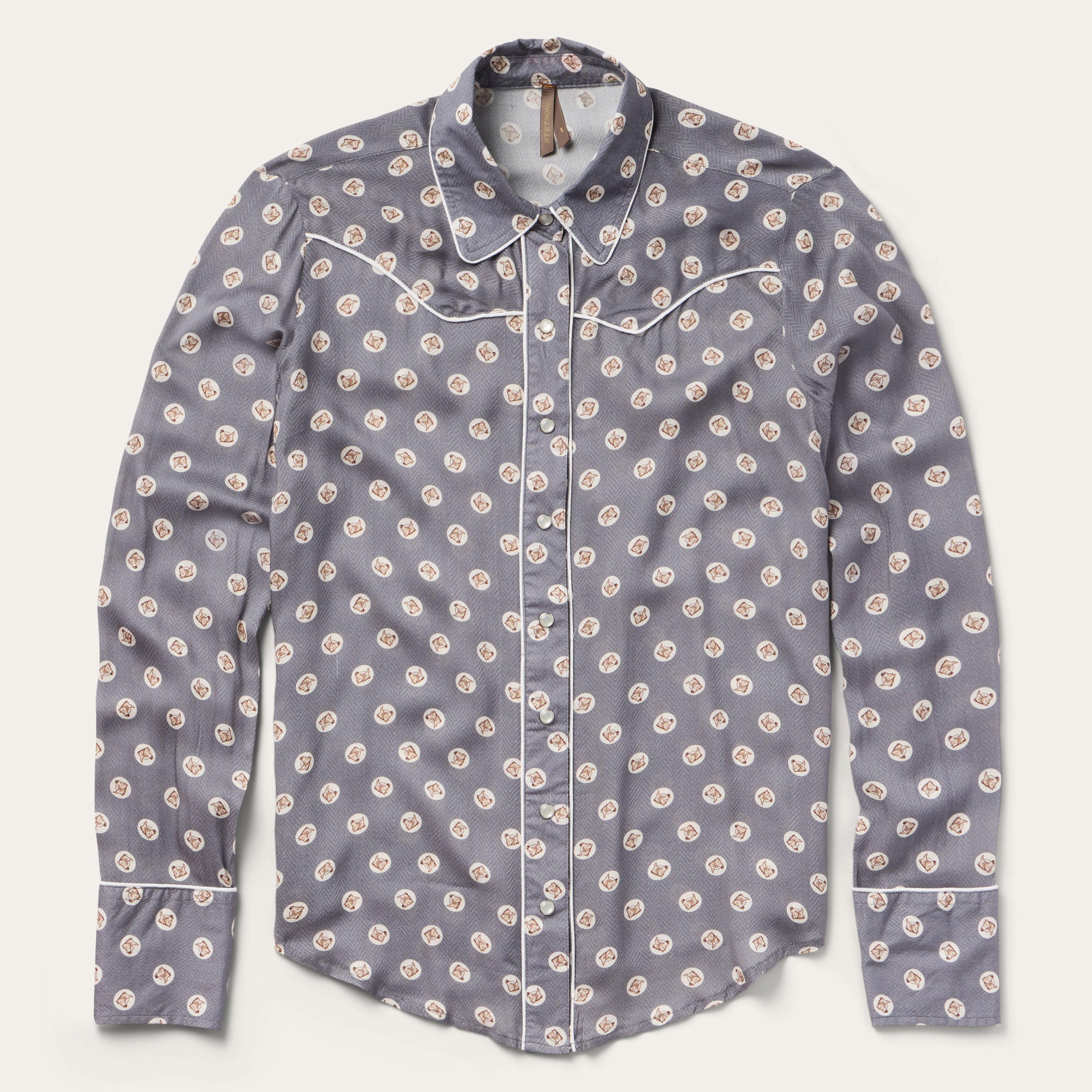 Horse Pennies Print Western Shirt Grey | Stetson Women