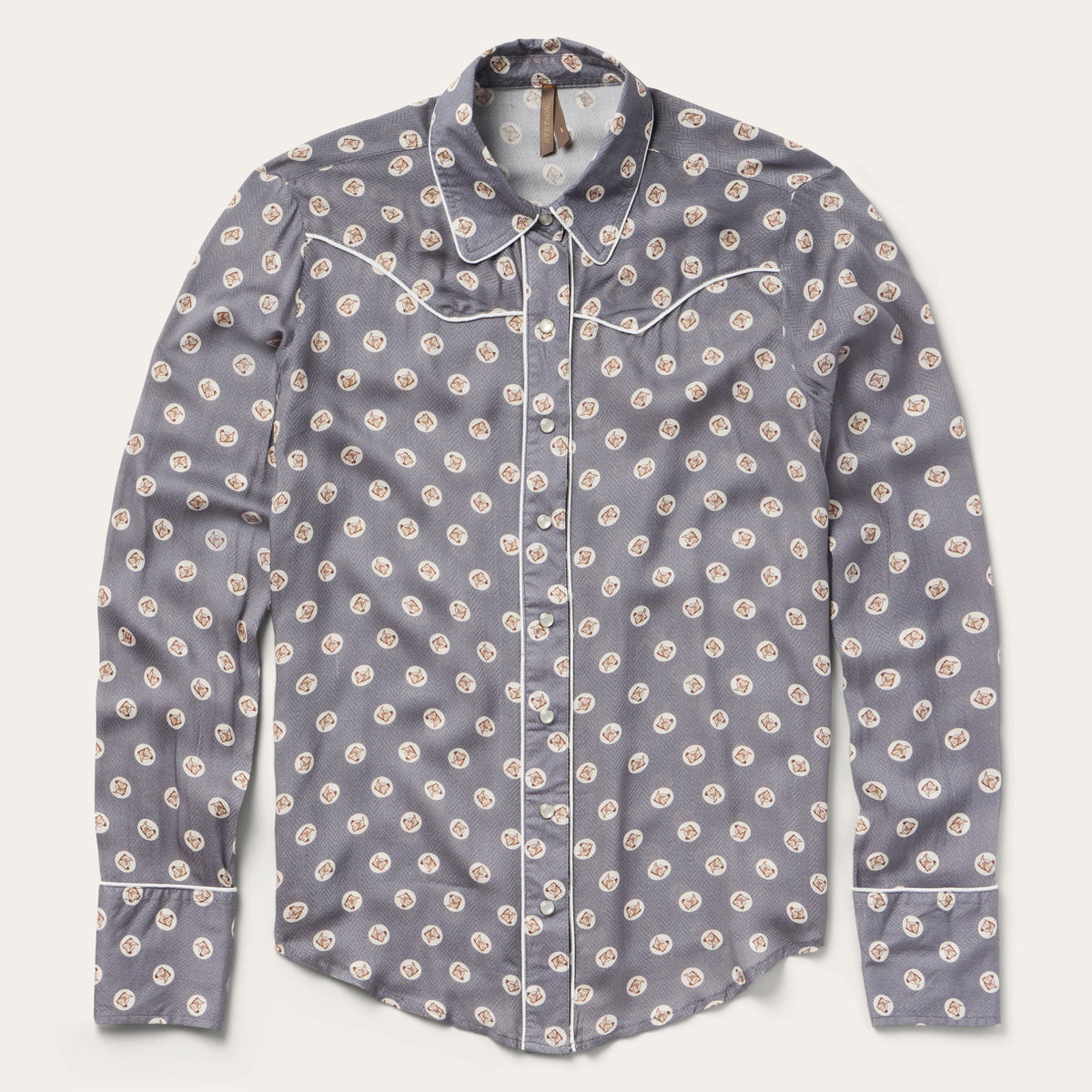 Horse Pennies Print Western Shirt Grey | Stetson Women