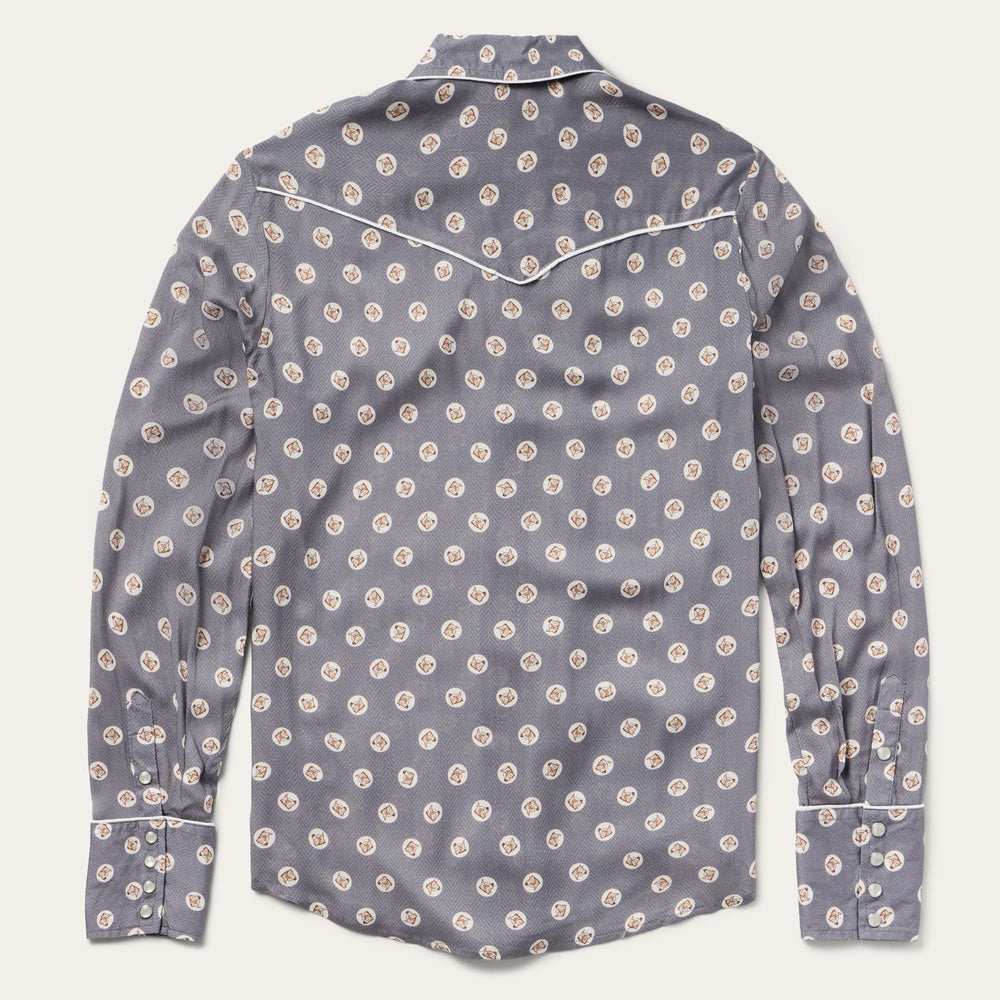 Horse Pennies Print Western Shirt Grey | Stetson Women