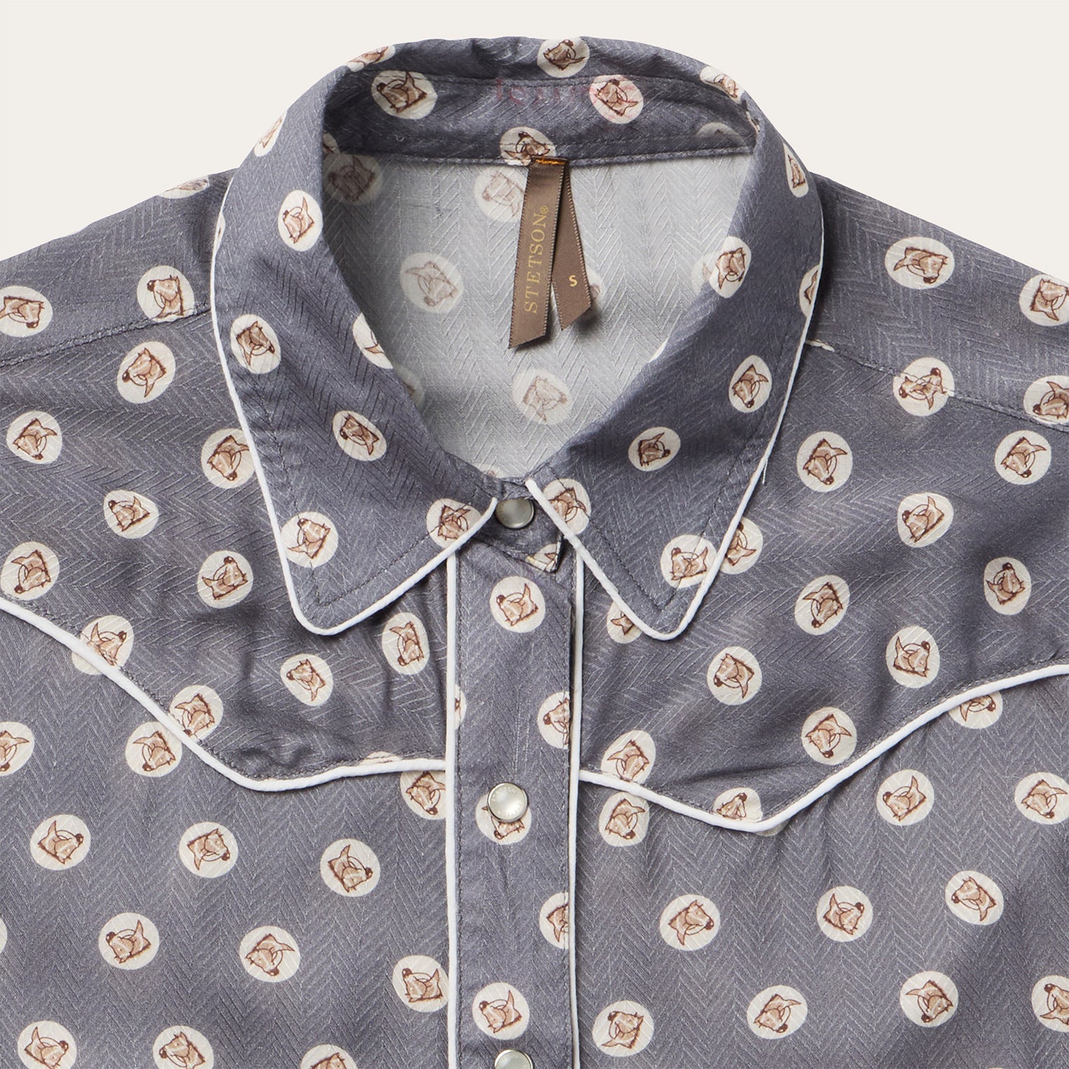 Horse Pennies Print Western Shirt Grey | Stetson Women