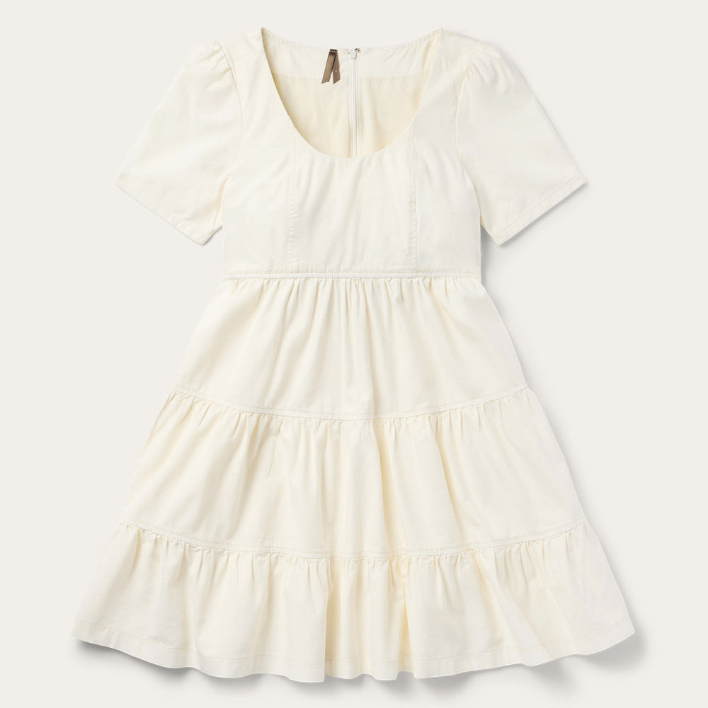 Cream Denim Tiered Dress White | Stetson Women