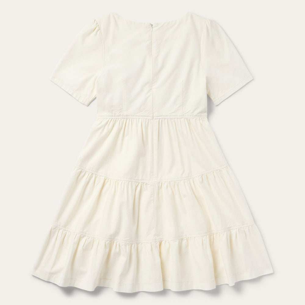 Cream Denim Tiered Dress White | Stetson Women