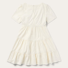 Cream Denim Tiered Dress White | Stetson Women