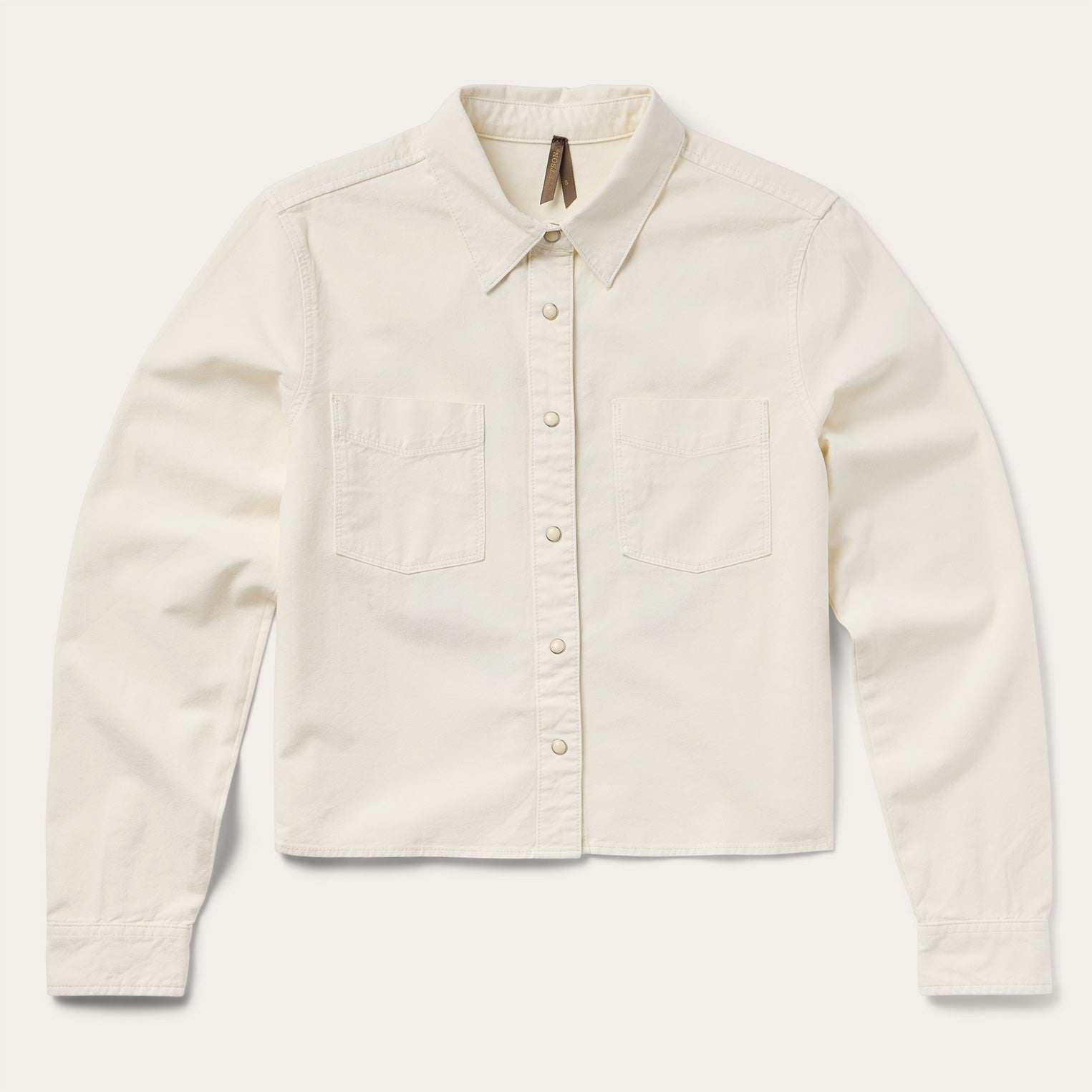 Embroidered Cream Denim Cropped Shirt White | Stetson Women