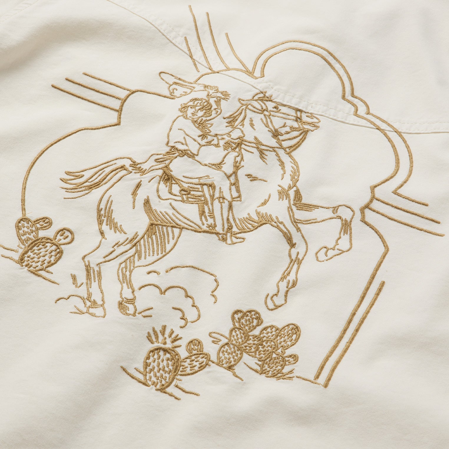 Embroidered Cream Denim Cropped Shirt White | Stetson Women